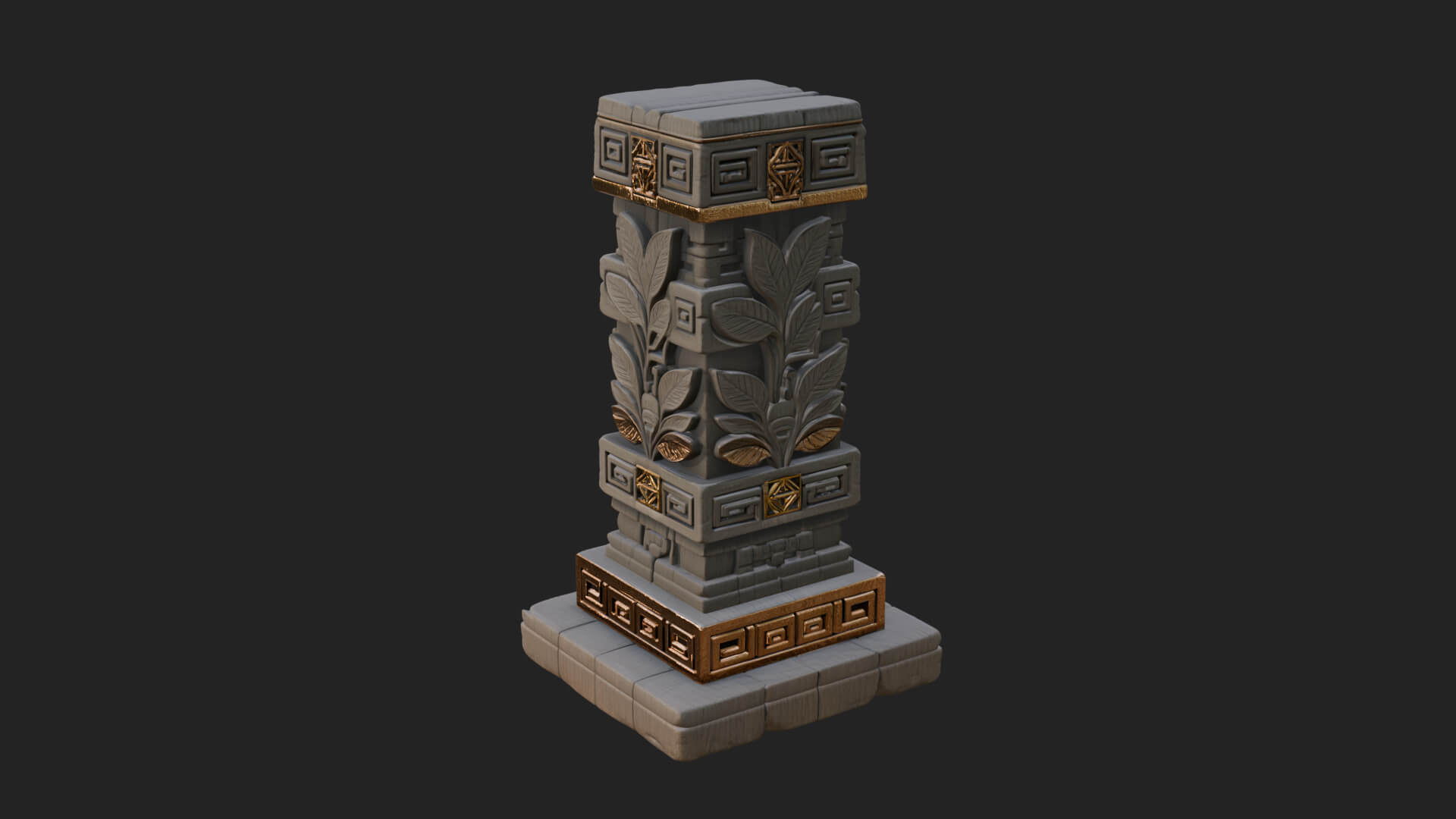 Leaf Carved Stone Column Design 6 3D Print Model 3D Model