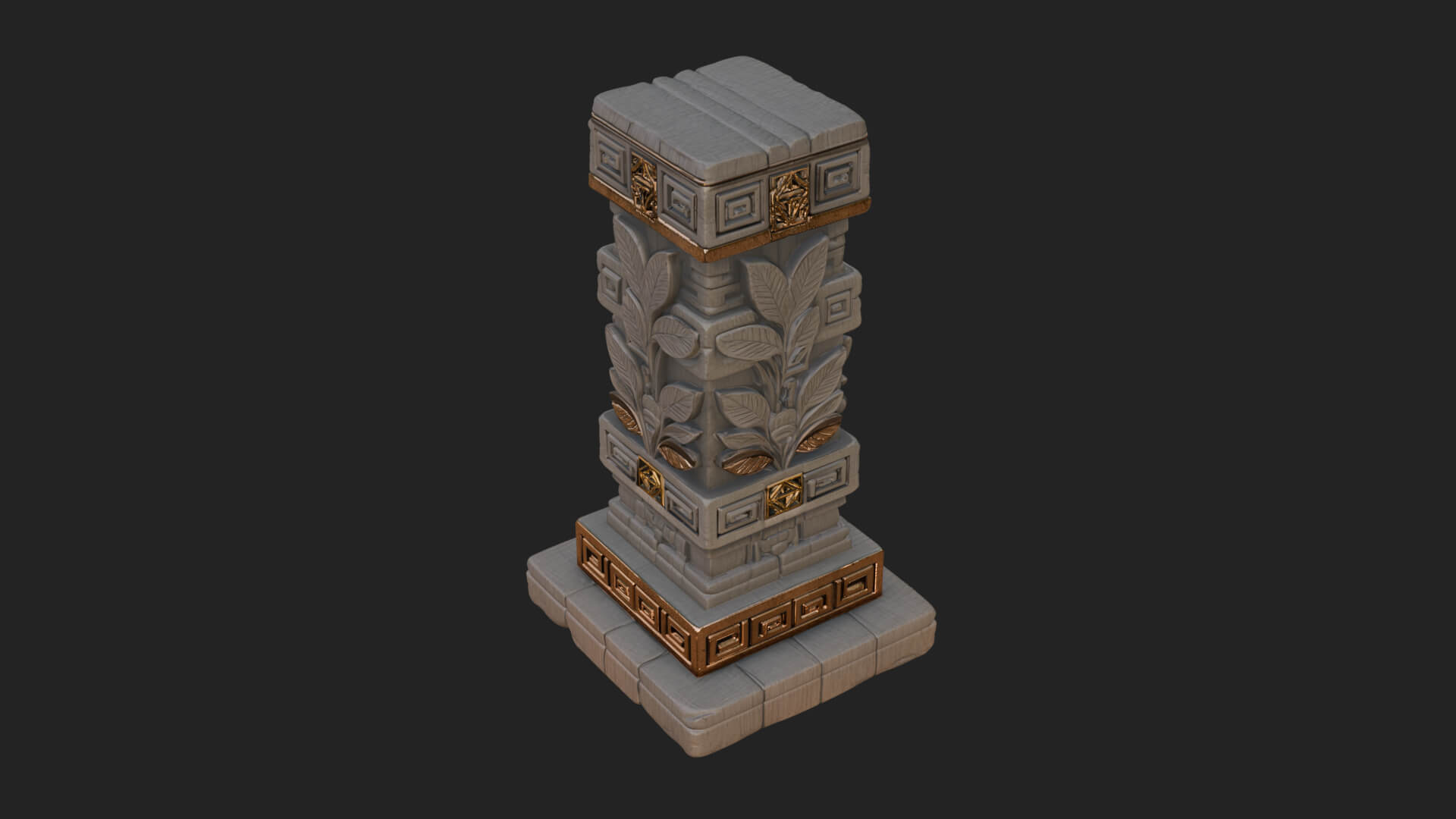 Leaf Carved Stone Column Design 6 3D Print Model 3D Model