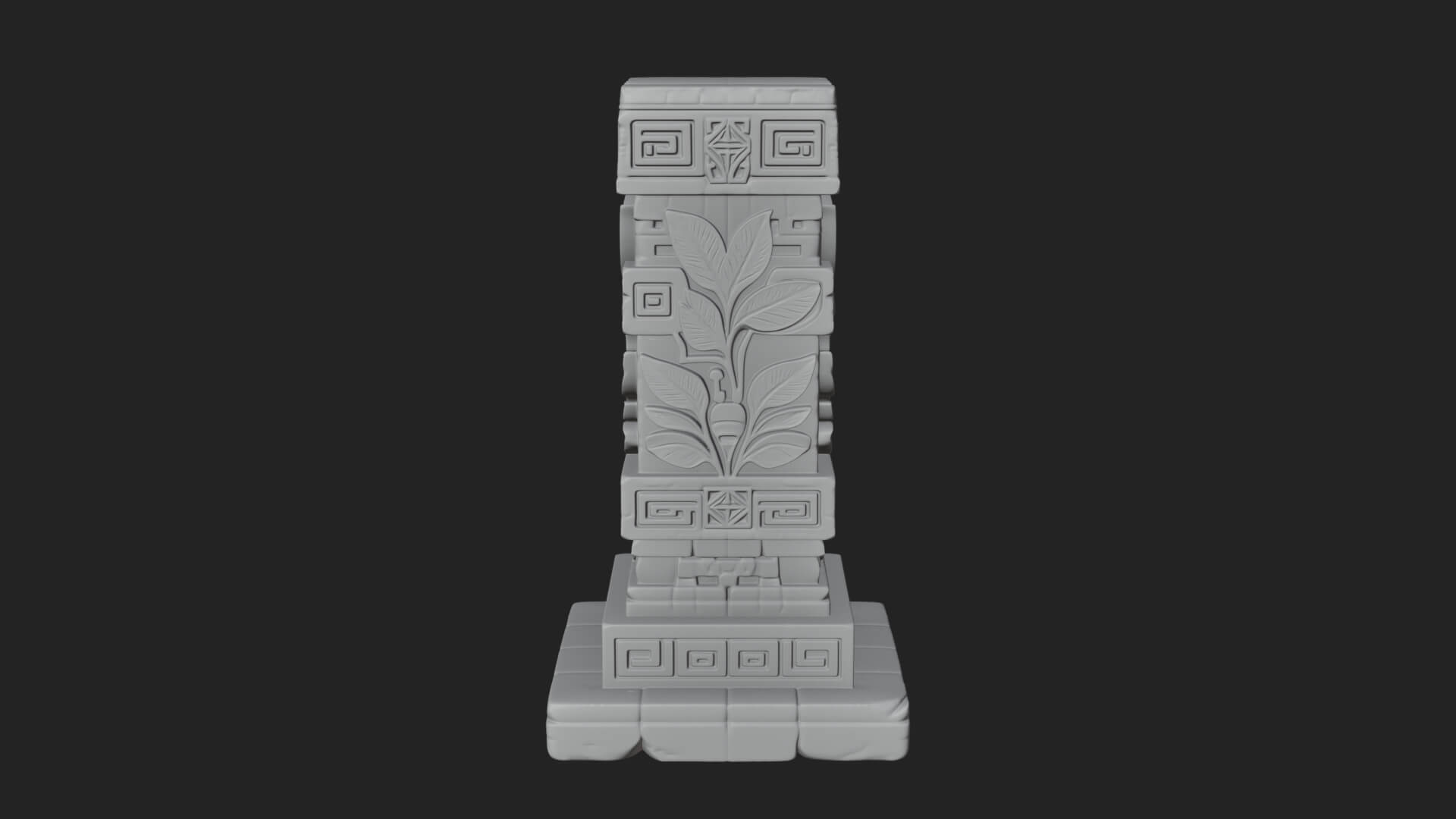 Leaf Carved Stone Column Design 6 3D Print Model 3D Model