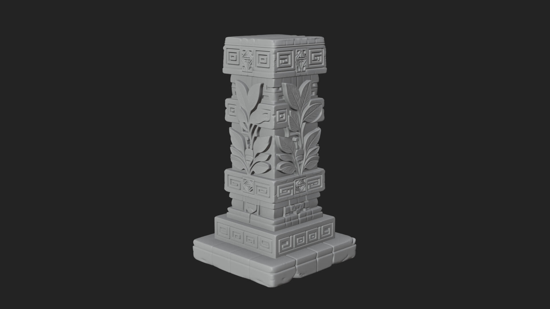 Leaf Carved Stone Column Design 6 3D Print Model 3D Model