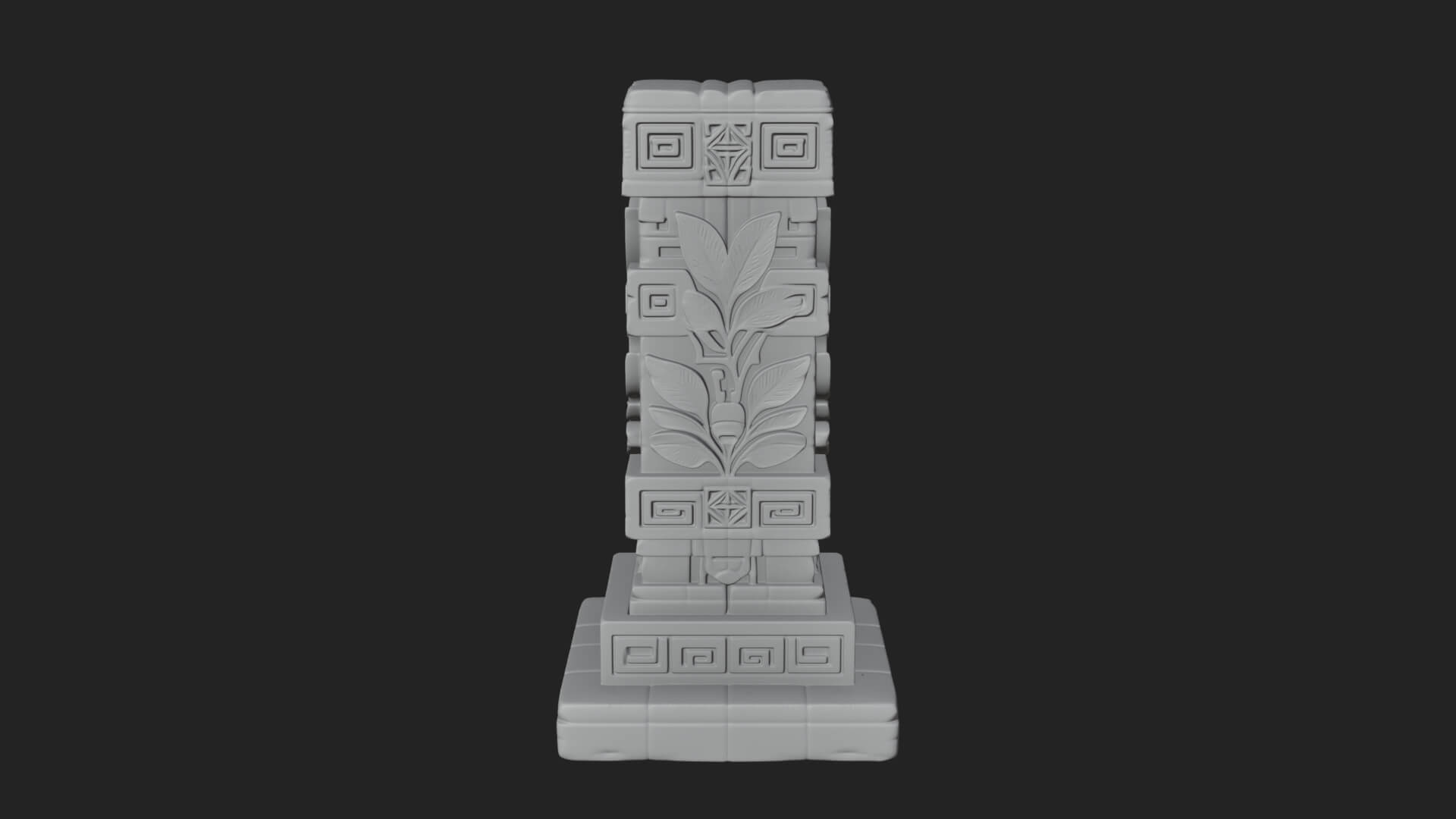 Leaf Carved Stone Column Design 6 3D Print Model 3D Model