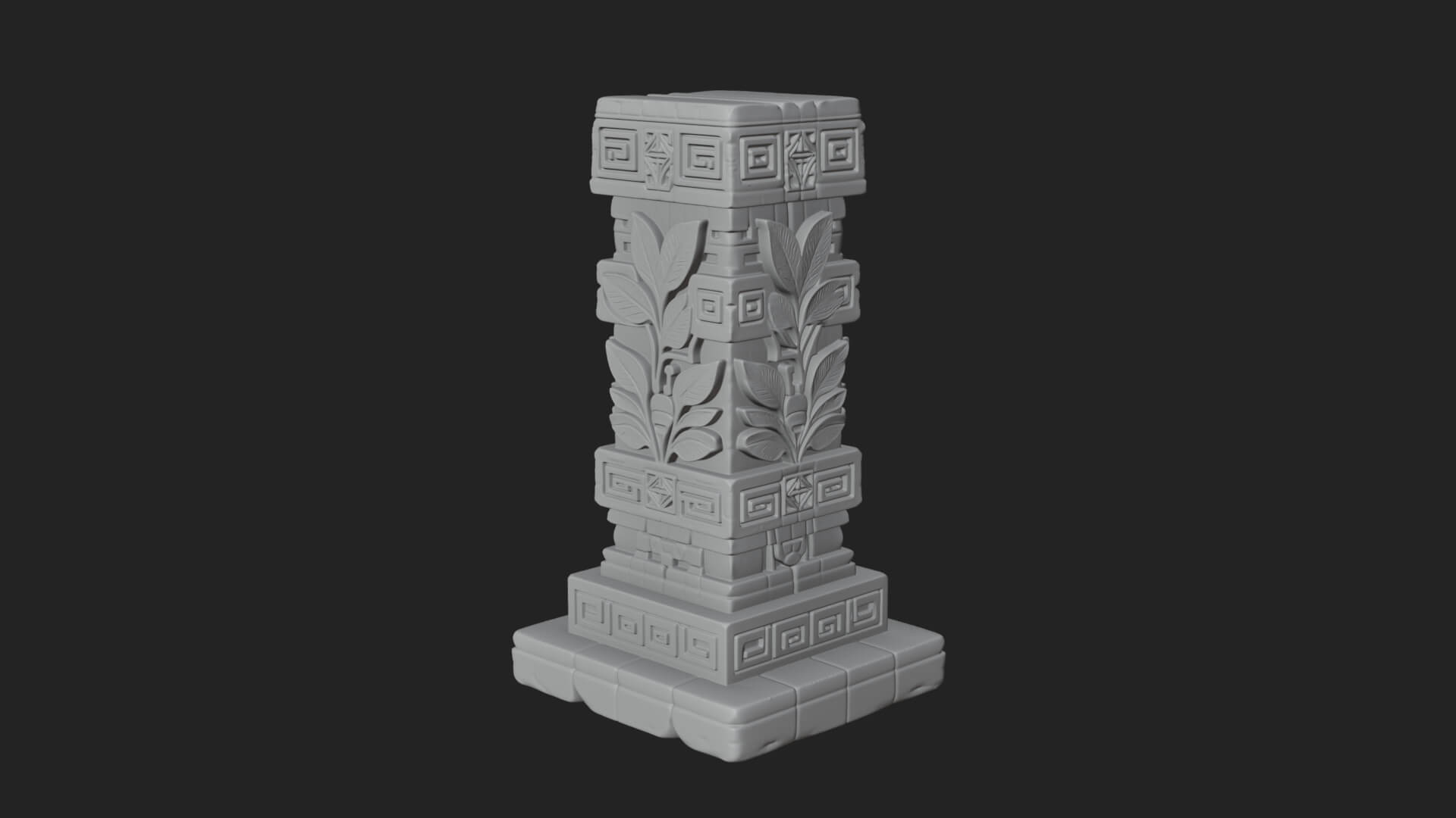 Leaf Carved Stone Column Design 6 3D Print Model 3D Model