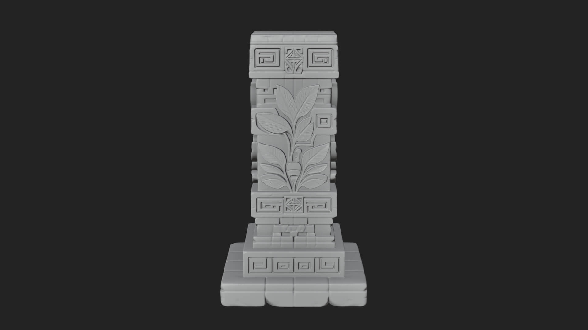 Leaf Carved Stone Column Design 6 3D Print Model 3D Model