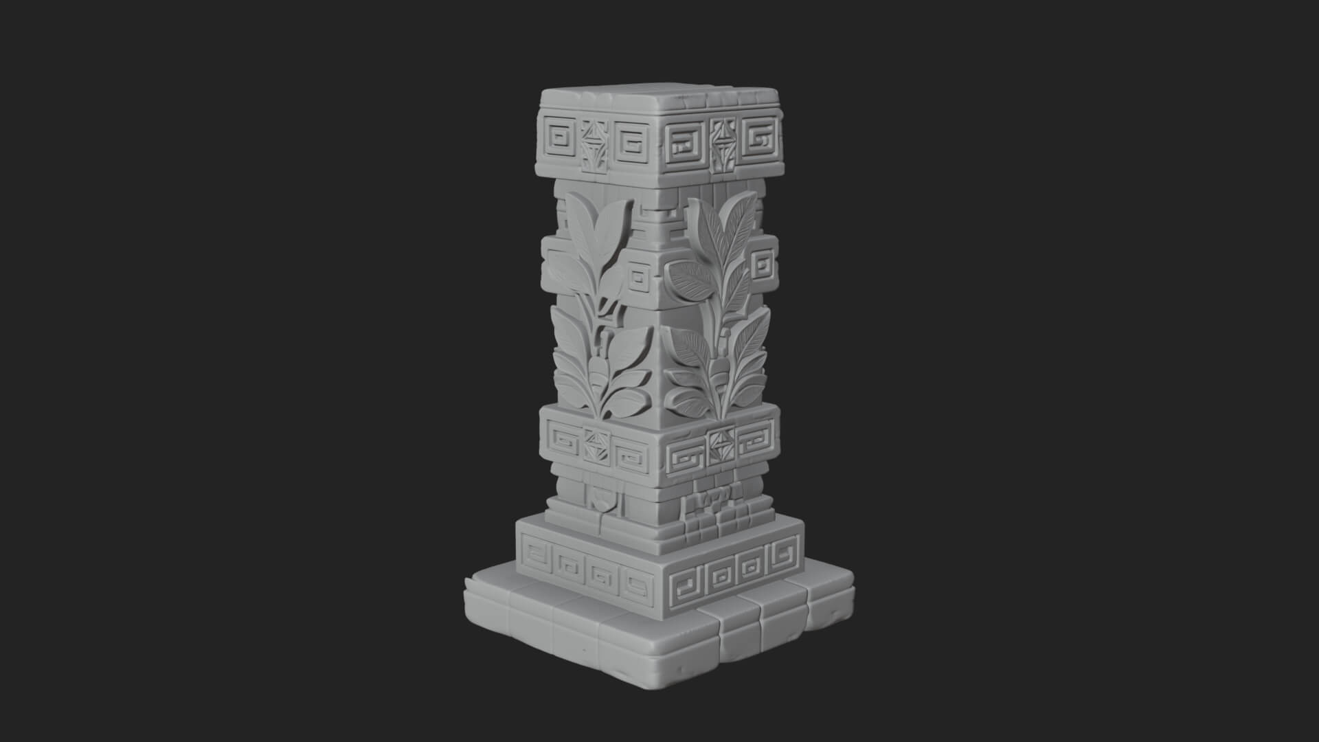 Leaf Carved Stone Column Design 6 3D Print Model 3D Model