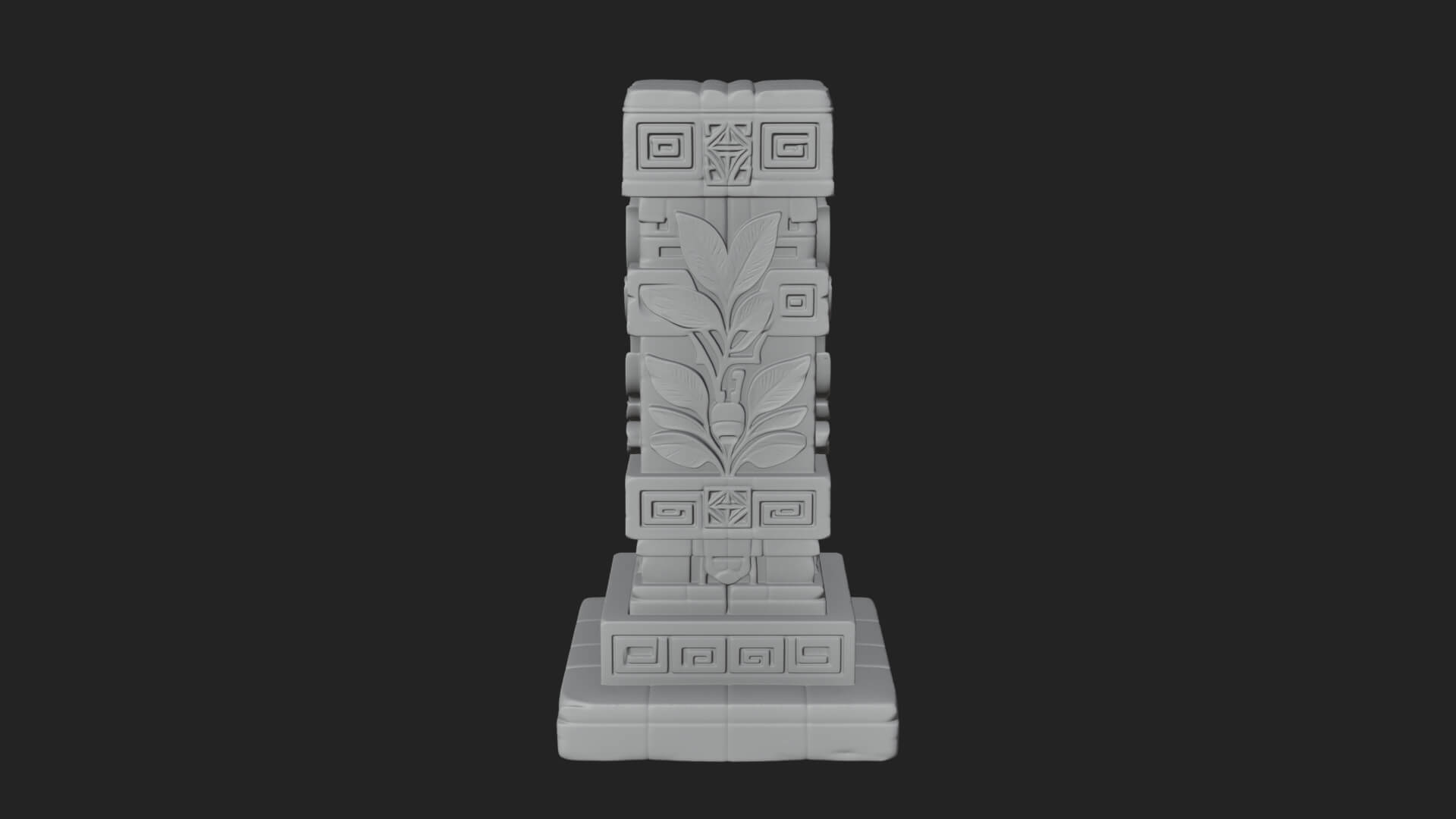 Leaf Carved Stone Column Design 6 3D Print Model 3D Model