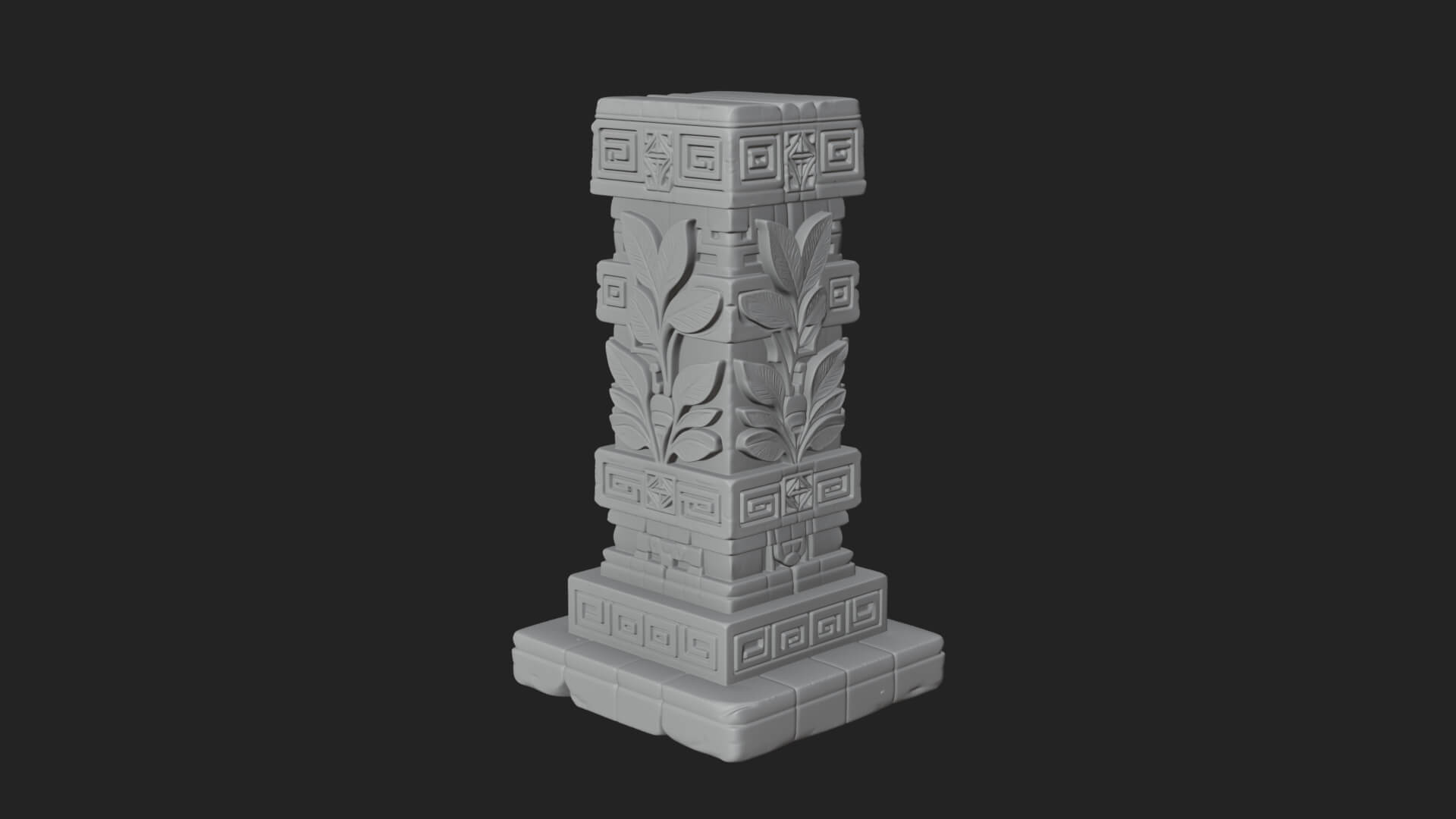 Leaf Carved Stone Column Design 6 3D Print Model 3D Model