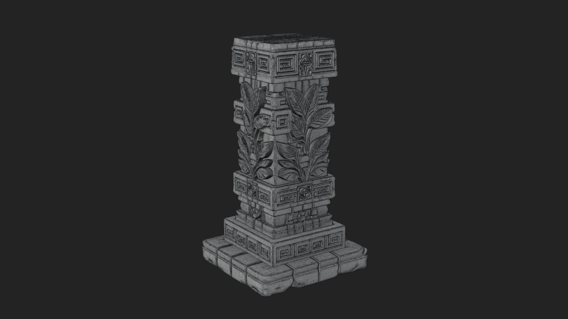 Leaf Carved Stone Column Design 6 3D Print Model 3D Model