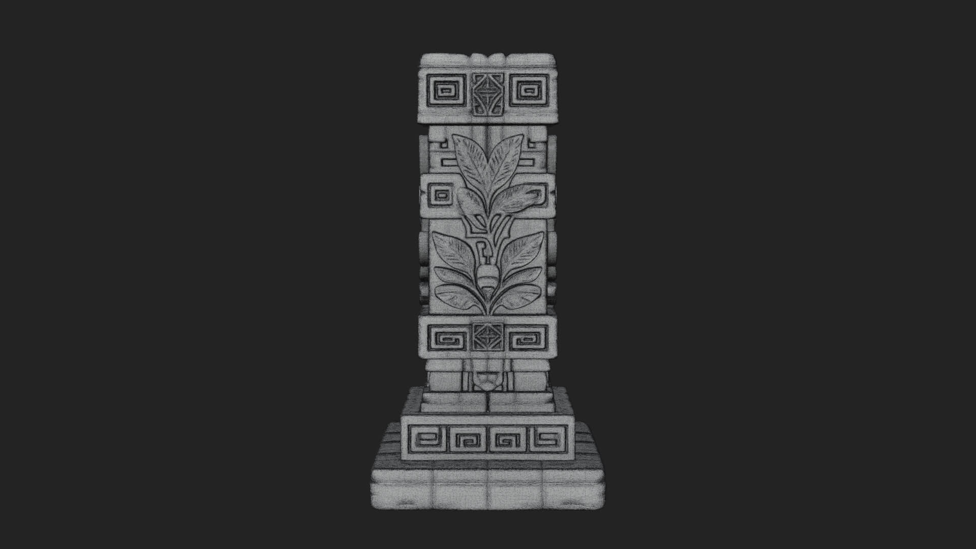 Leaf Carved Stone Column Design 6 3D Print Model 3D Model