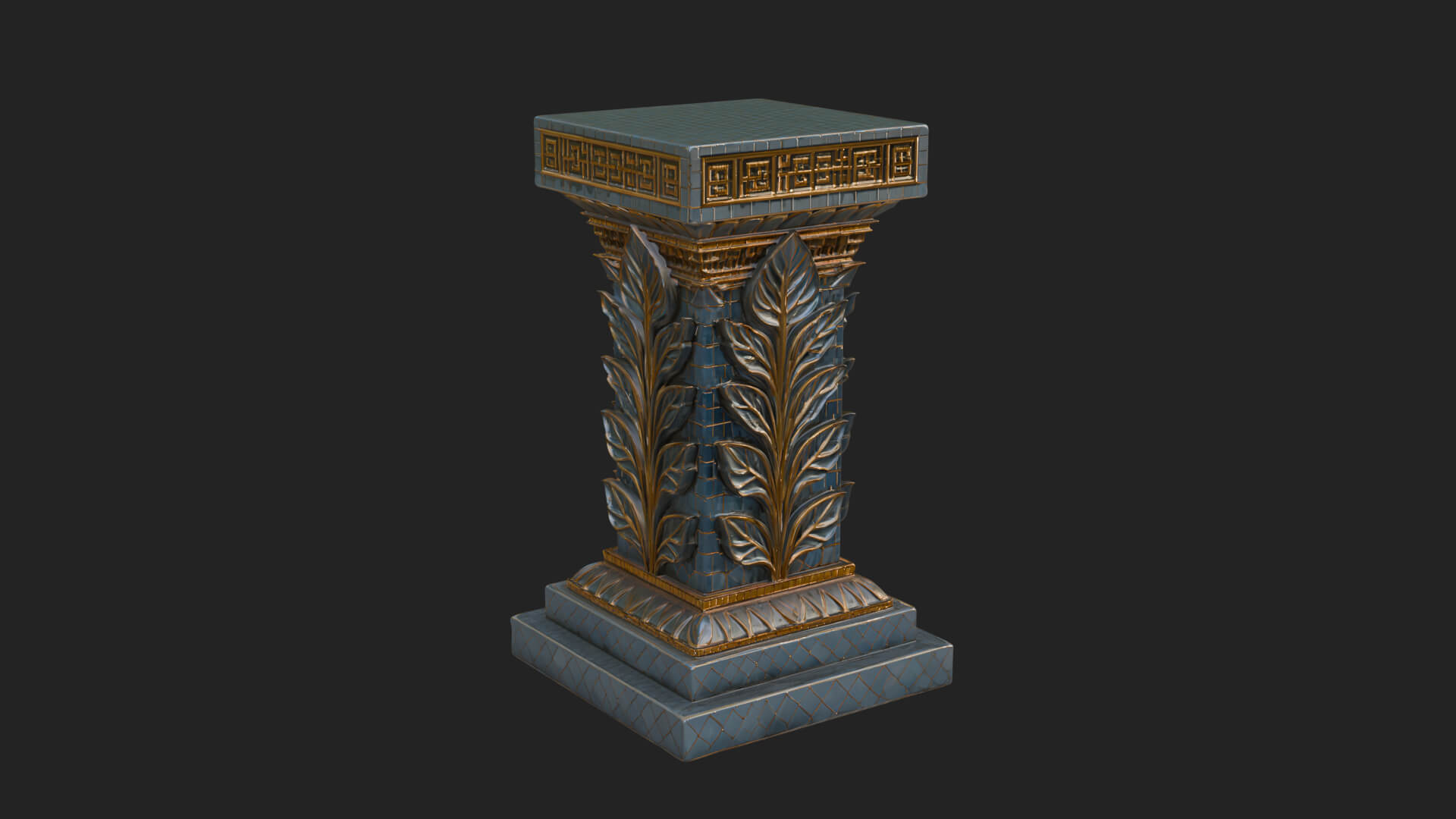 Leaf Carved Stone Column Design 7 3D Print Model 3D Model