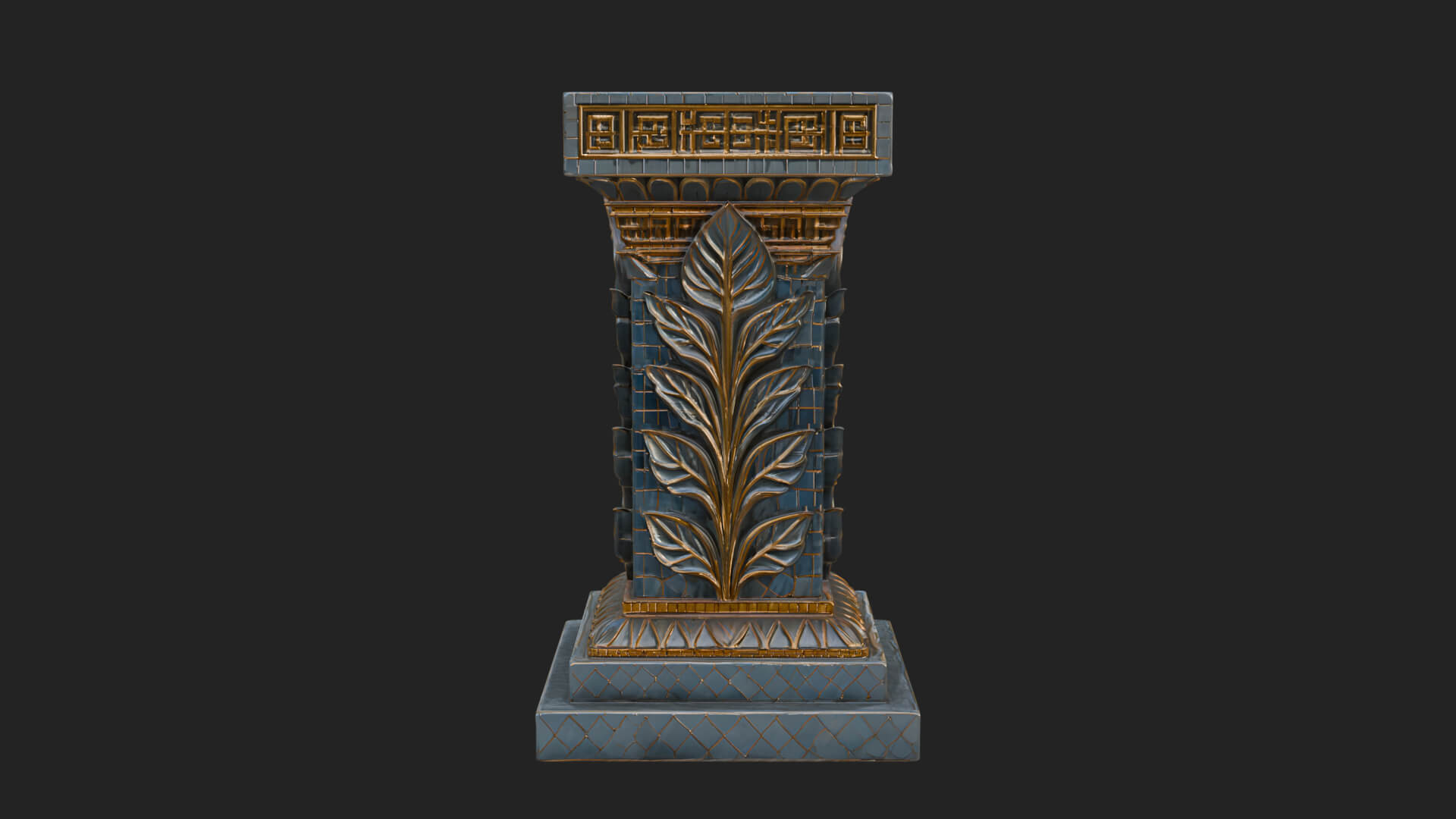 Leaf Carved Stone Column Design 7 3D Print Model 3D Model