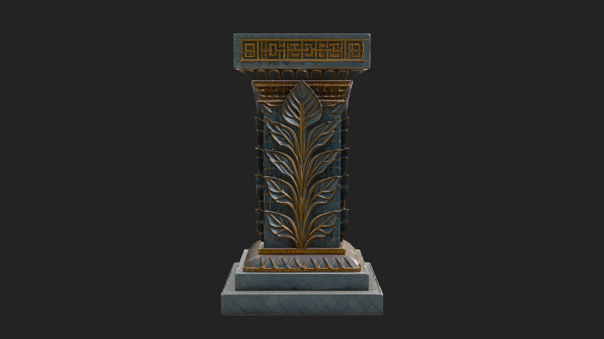 Leaf Carved Stone Column Design 7 3D Print Model 3D Model