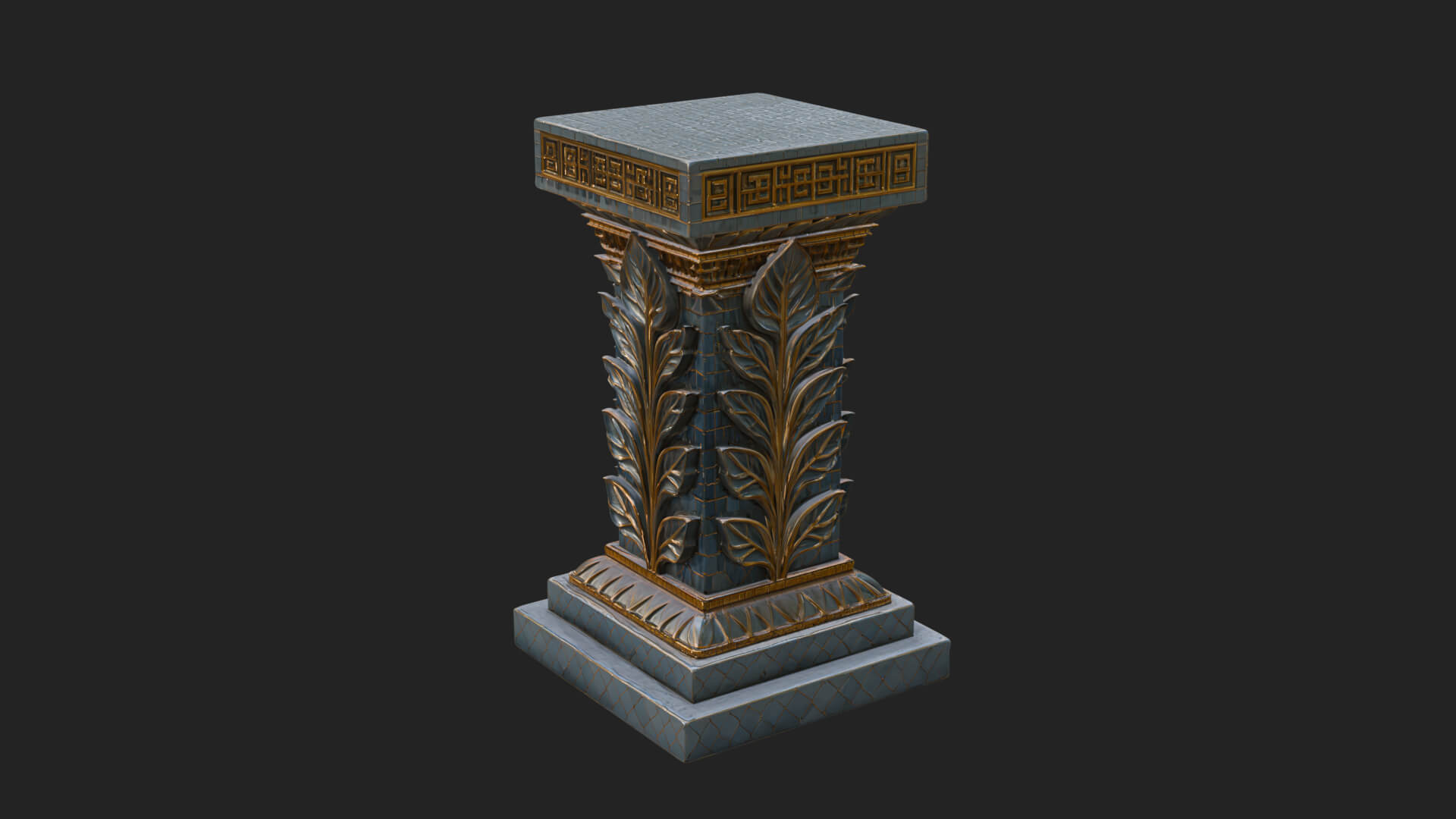 Leaf Carved Stone Column Design 7 3D Print Model 3D Model