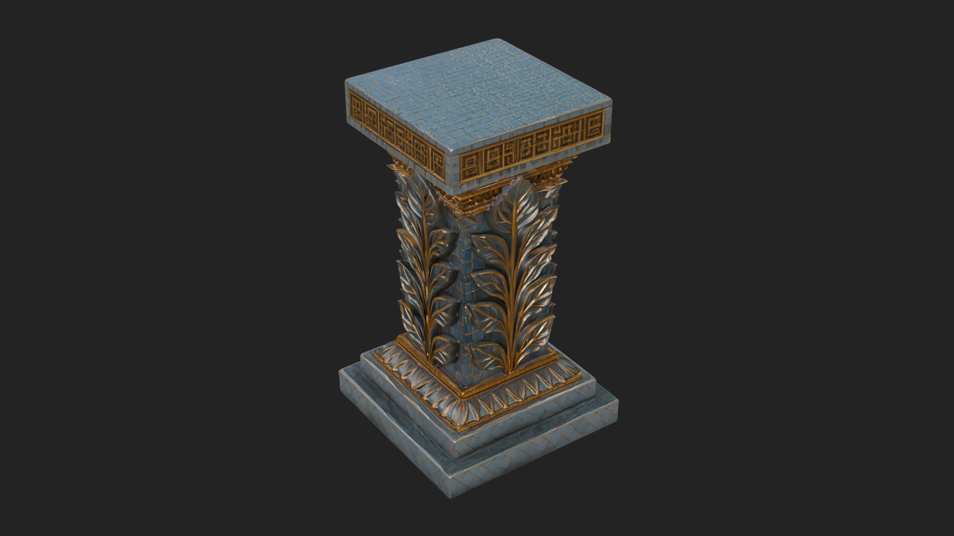 Leaf Carved Stone Column Design 7 3D Print Model 3D Model
