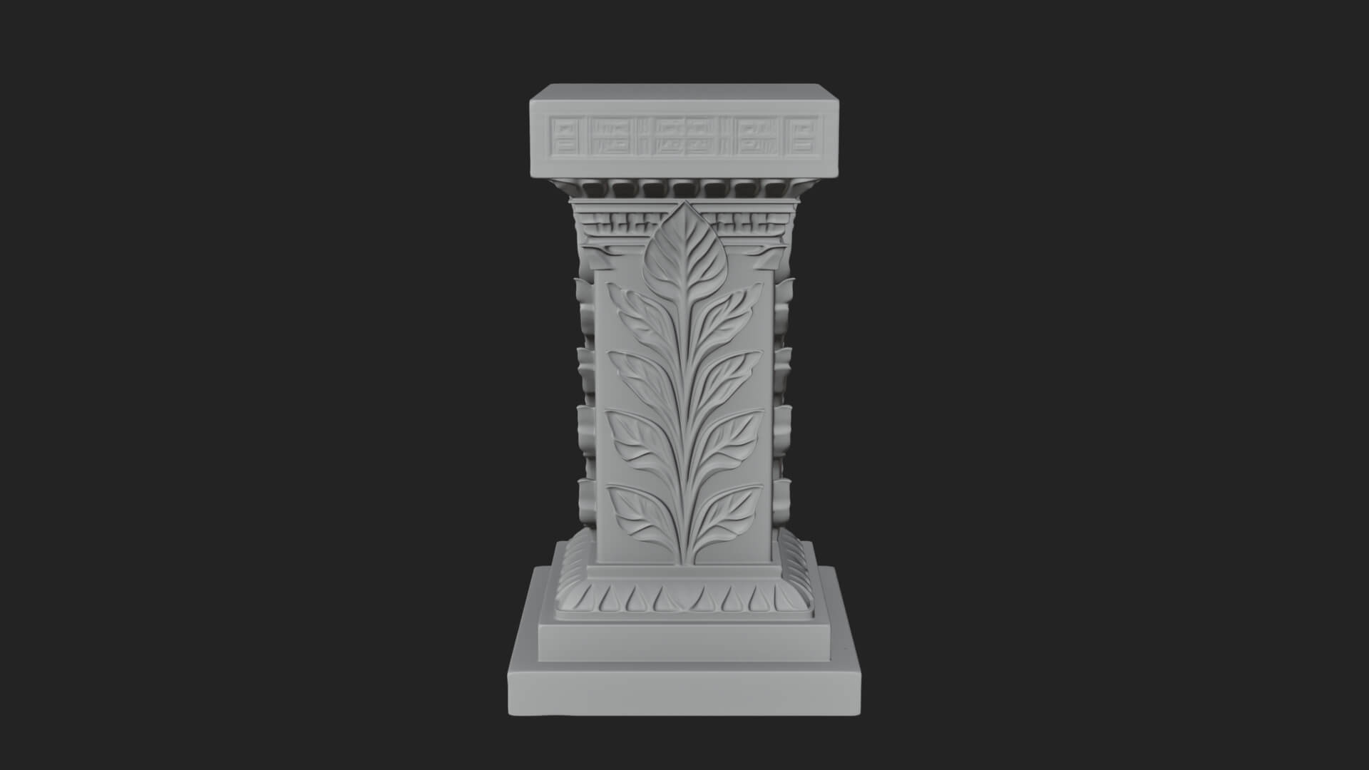 Leaf Carved Stone Column Design 7 3D Print Model 3D Model