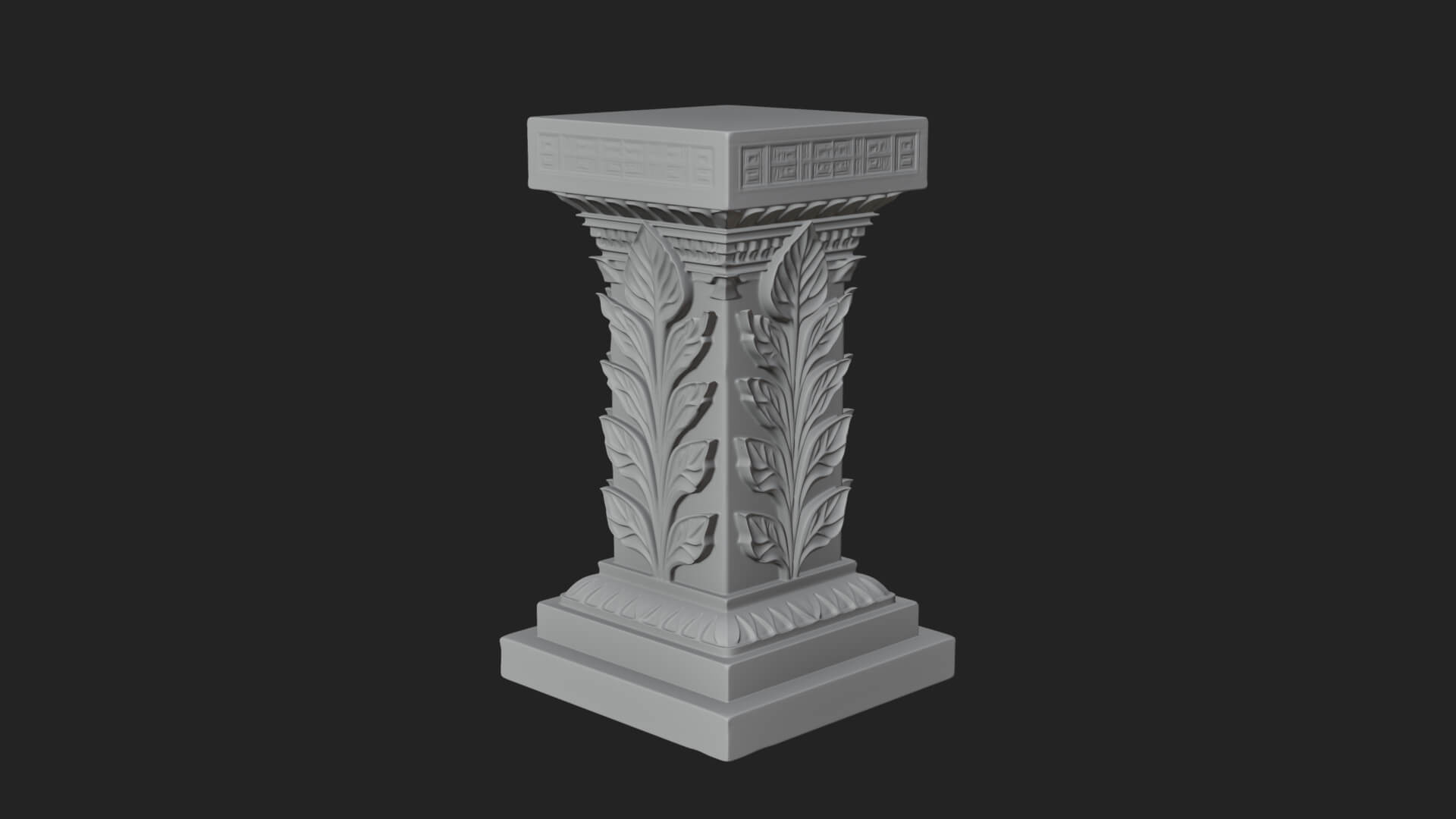 Leaf Carved Stone Column Design 7 3D Print Model 3D Model
