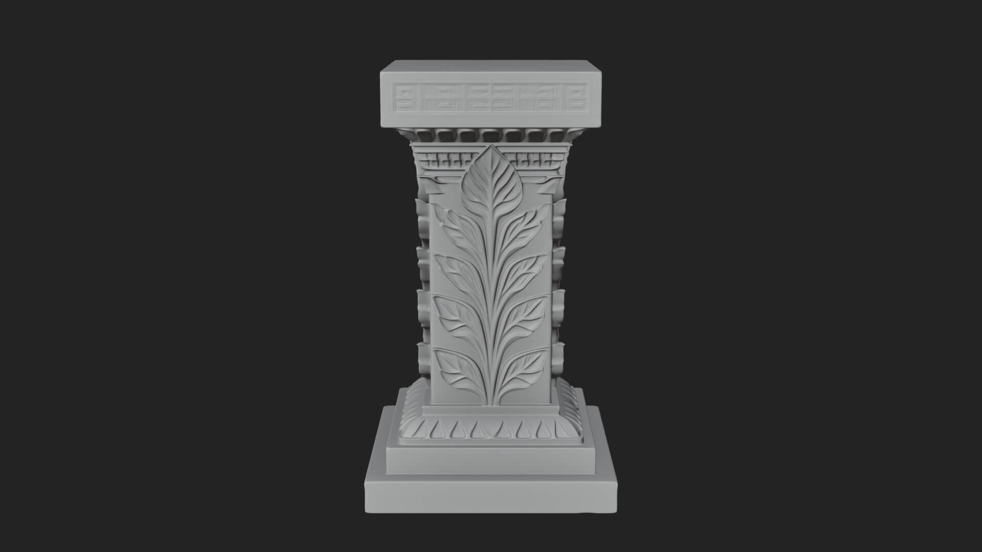 Leaf Carved Stone Column Design 7 3D Print Model 3D Model