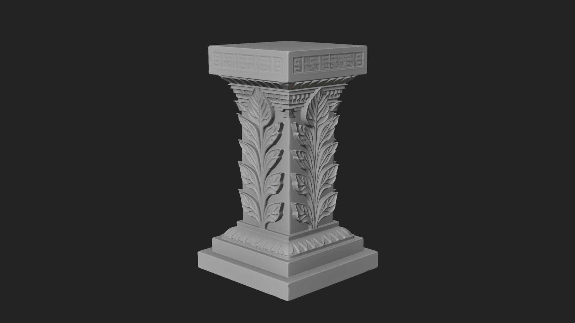 Leaf Carved Stone Column Design 7 3D Print Model 3D Model