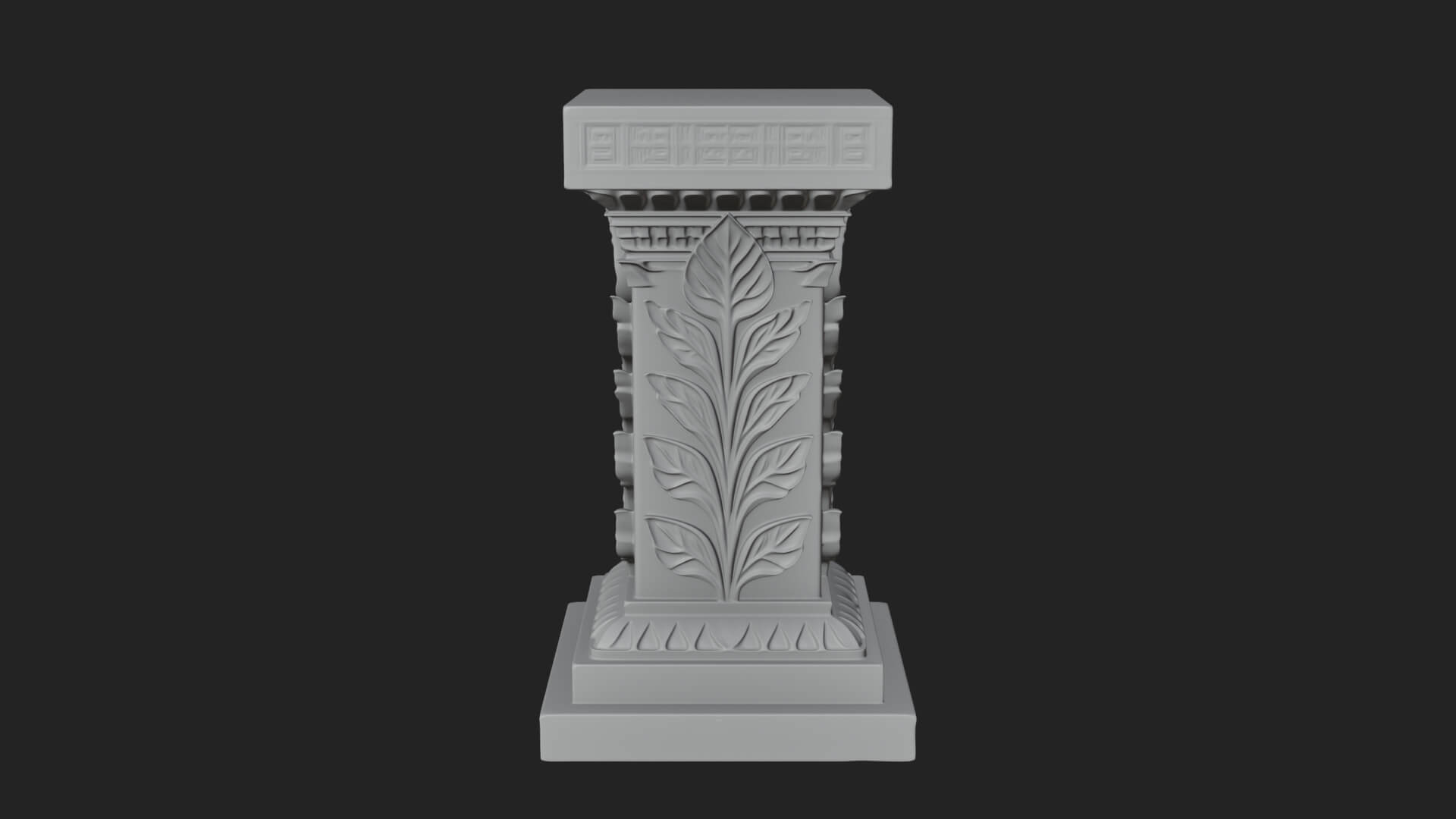 Leaf Carved Stone Column Design 7 3D Print Model 3D Model