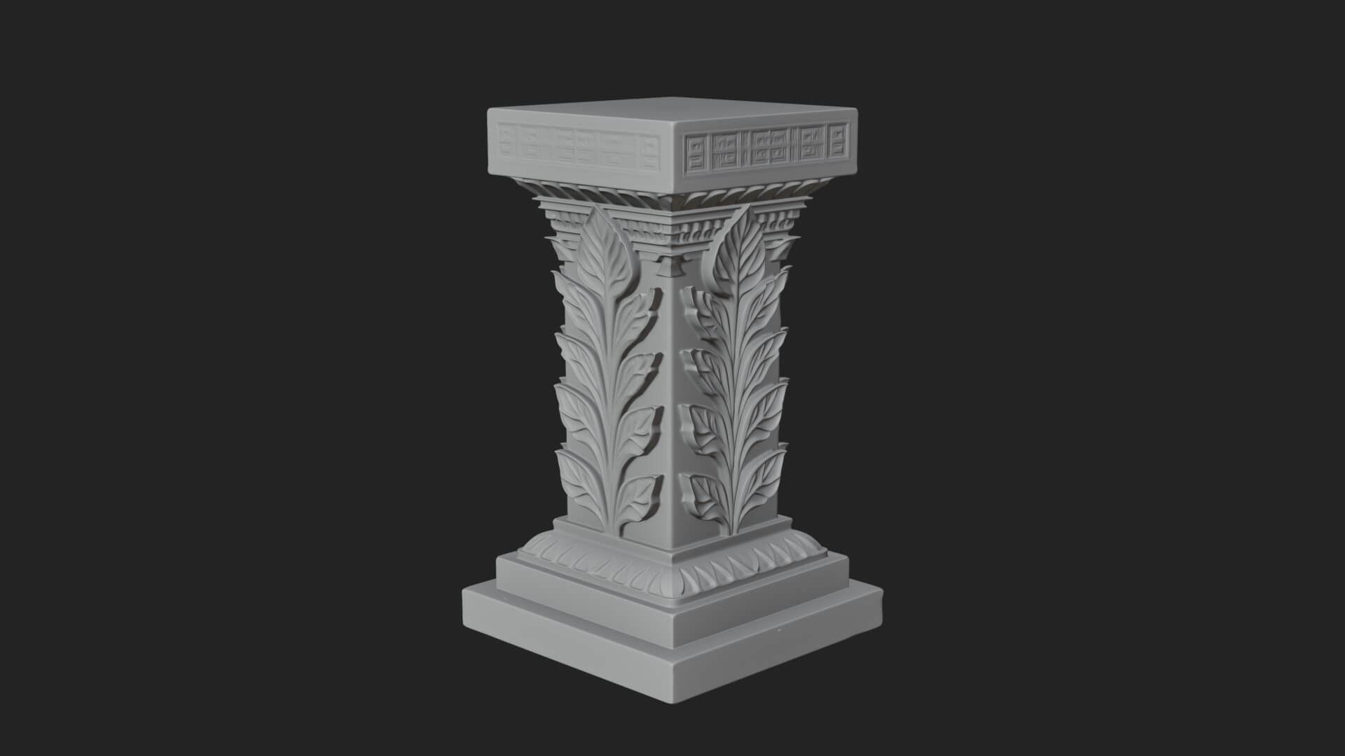 Leaf Carved Stone Column Design 7 3D Print Model 3D Model