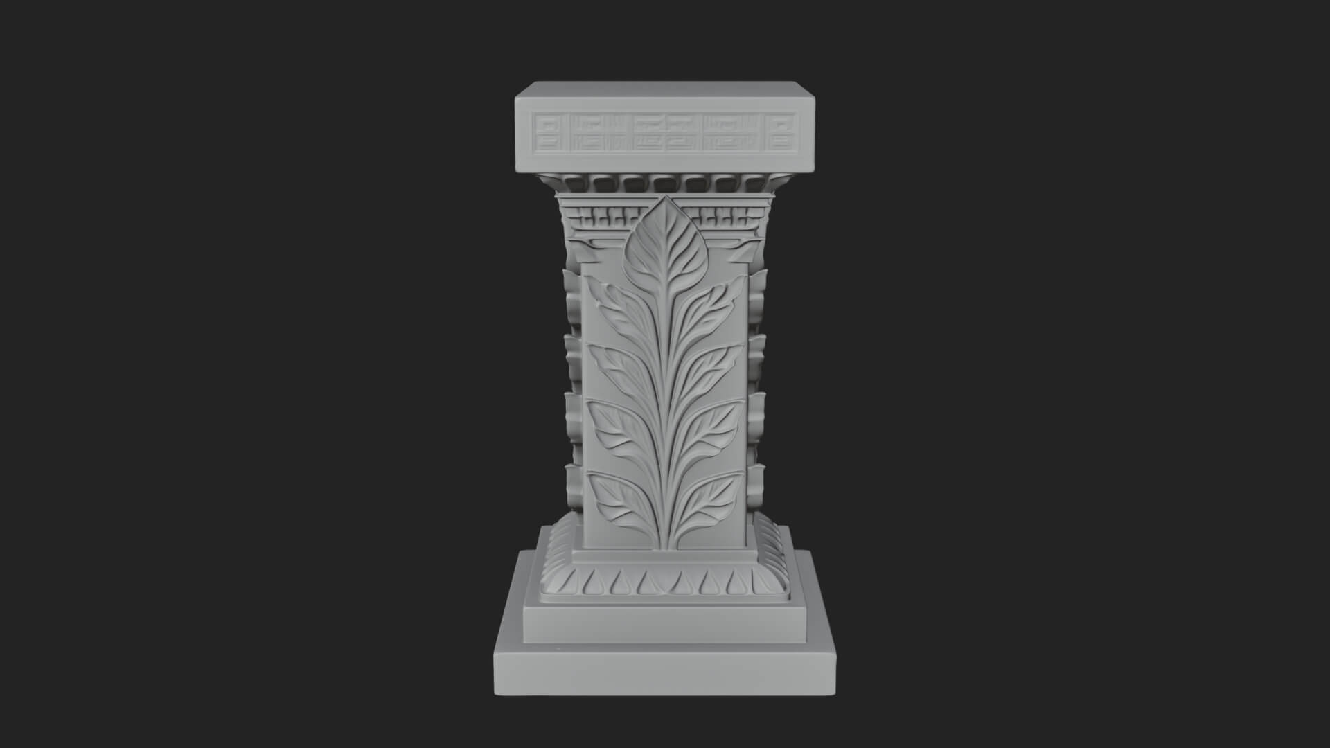 Leaf Carved Stone Column Design 7 3D Print Model 3D Model