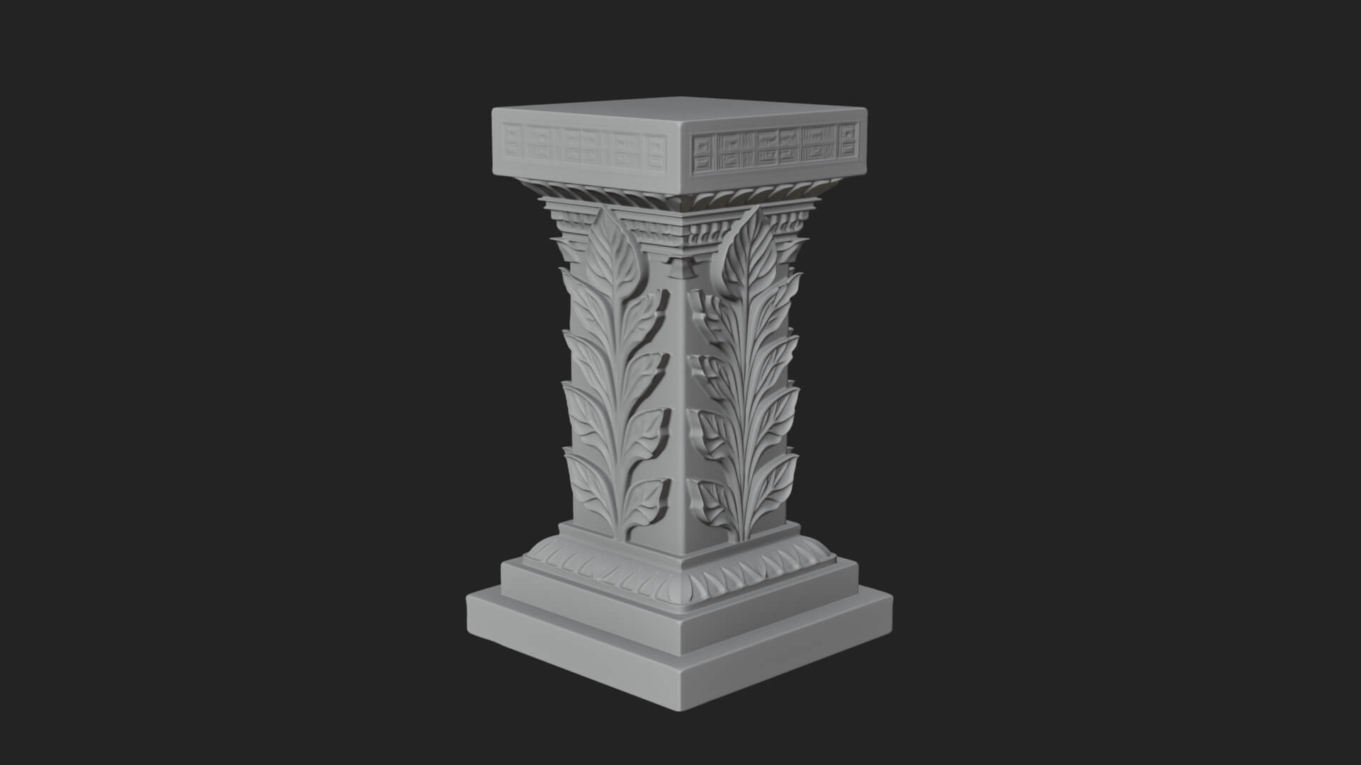 Leaf Carved Stone Column Design 7 3D Print Model 3D Model