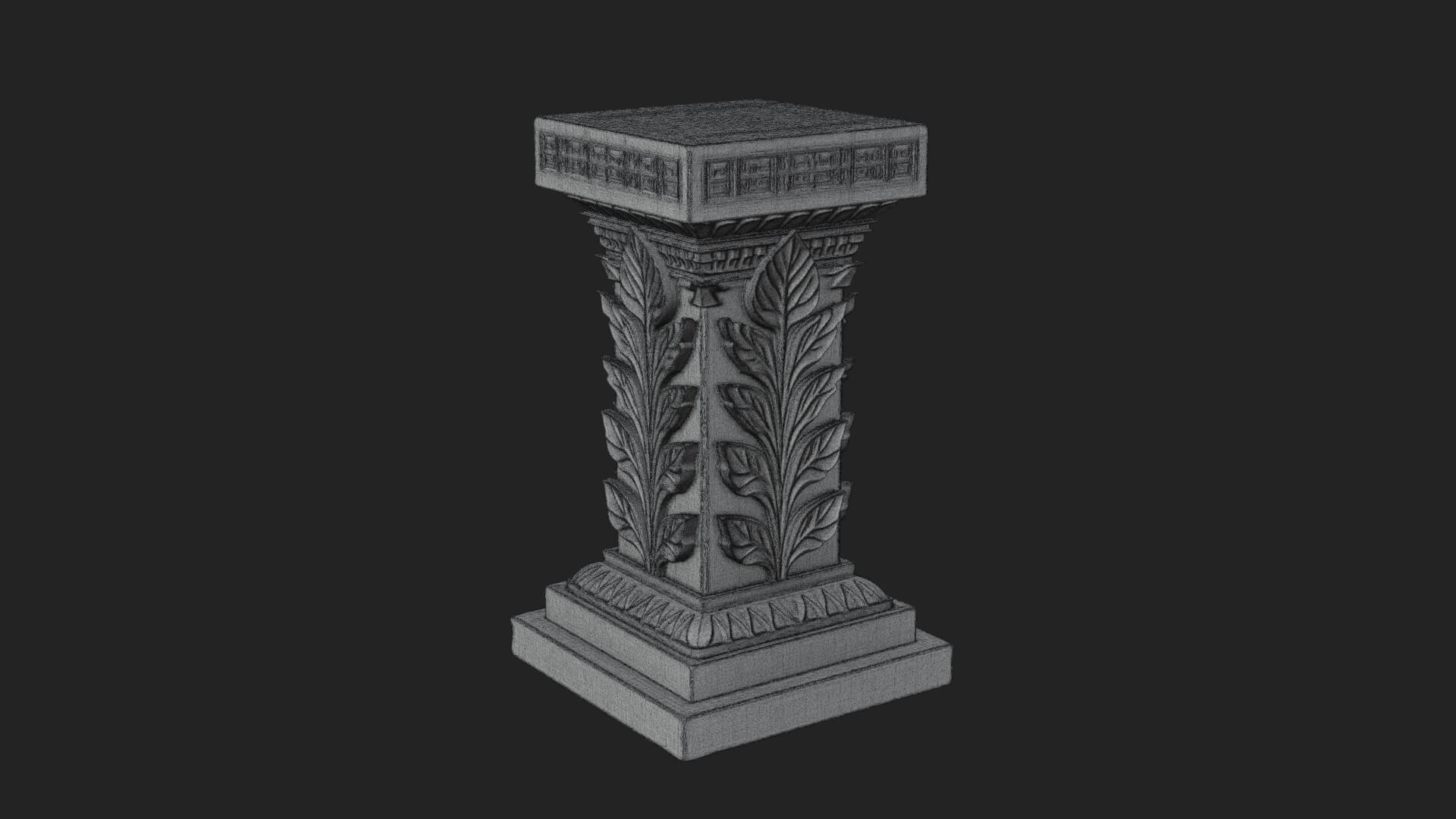 Leaf Carved Stone Column Design 7 3D Print Model 3D Model