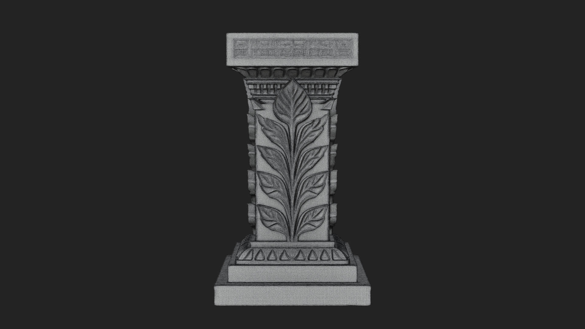 Leaf Carved Stone Column Design 7 3D Print Model 3D Model
