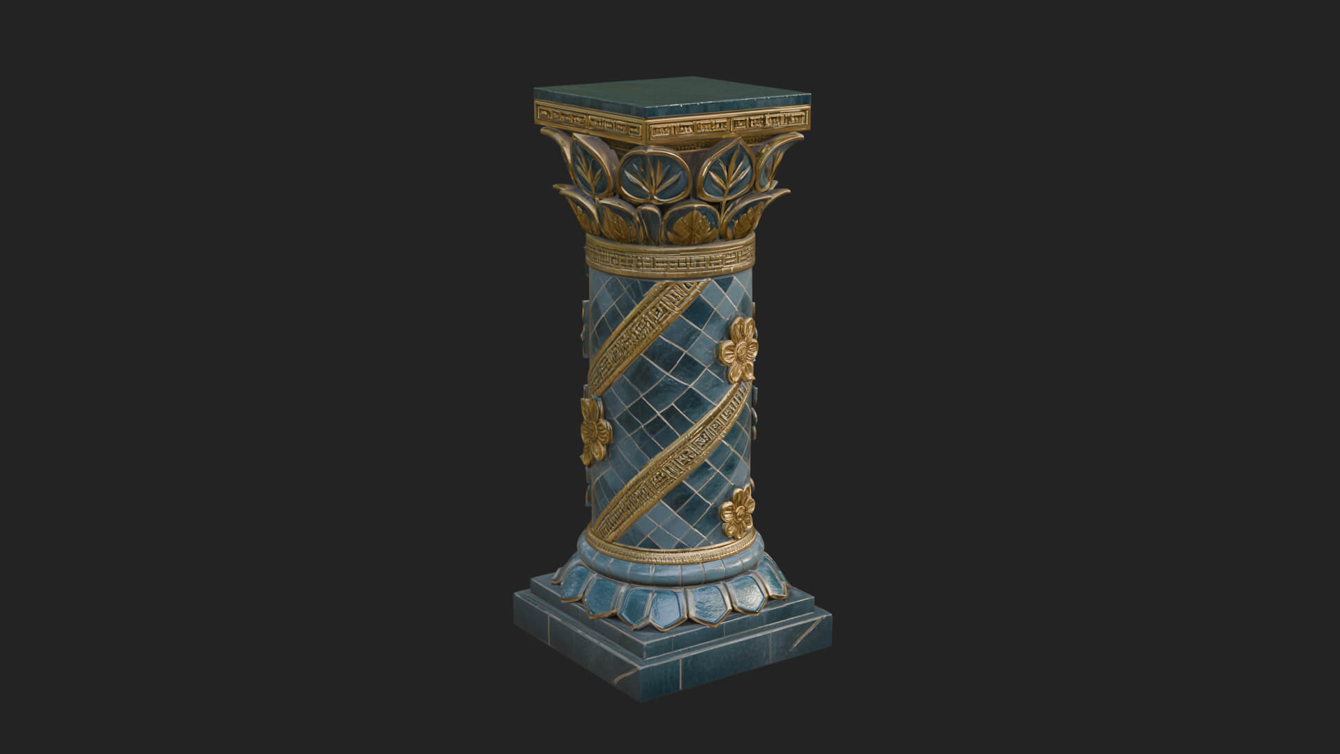 Leaf Carved Stone Column Design 8 3D Print Model 3D Model