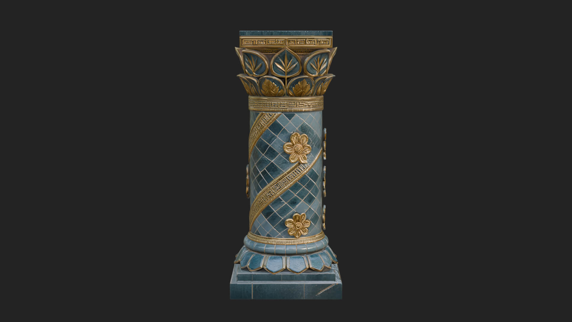 Leaf Carved Stone Column Design 8 3D Print Model 3D Model