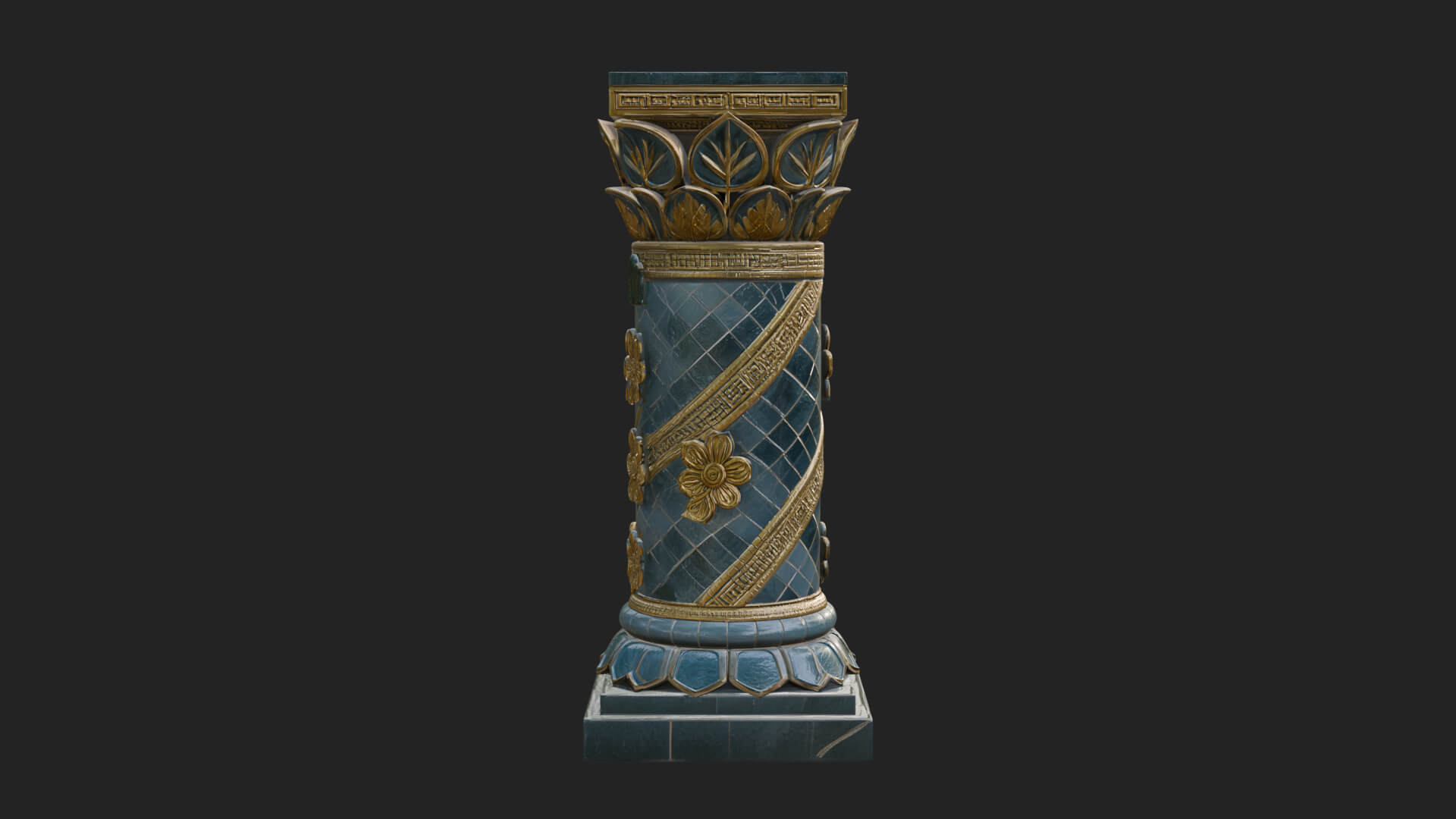 Leaf Carved Stone Column Design 8 3D Print Model 3D Model