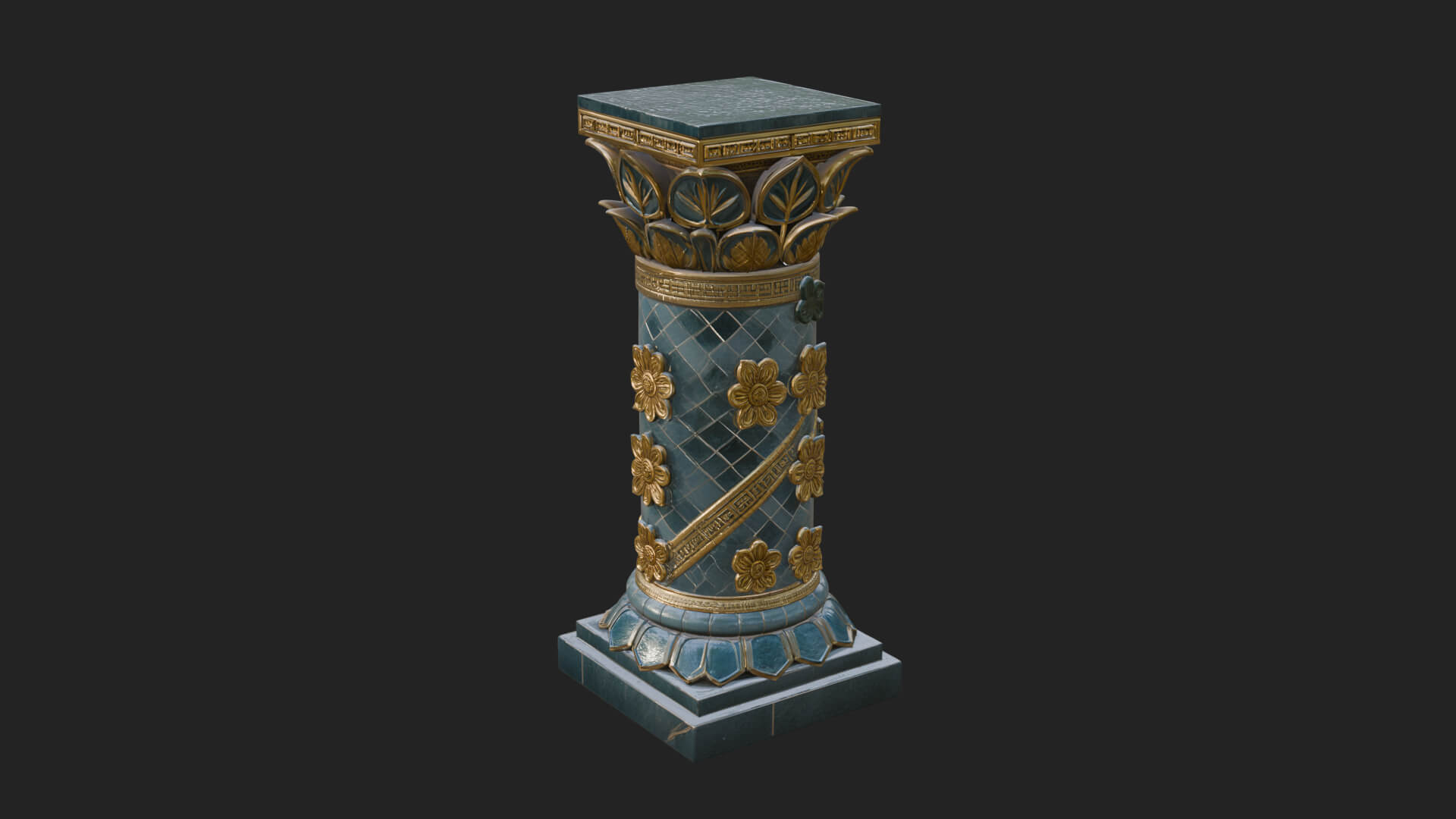 Leaf Carved Stone Column Design 8 3D Print Model 3D Model