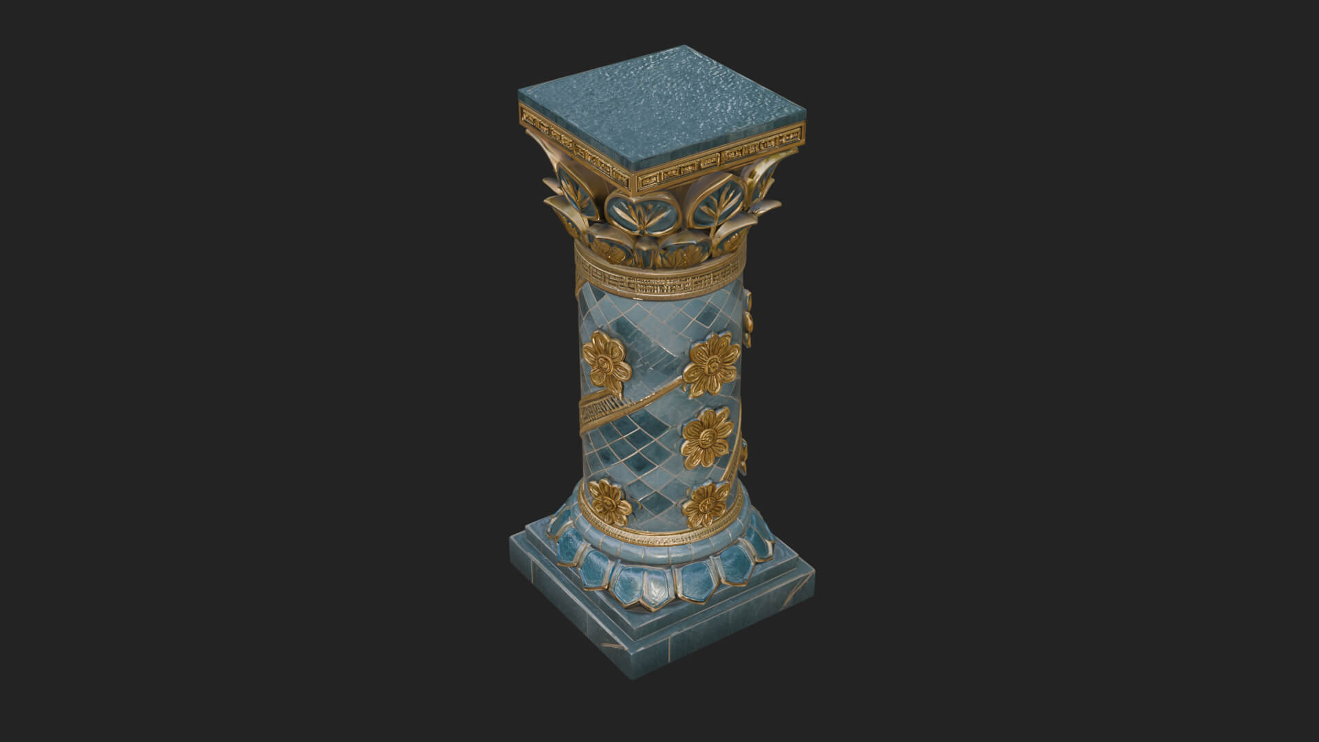 Leaf Carved Stone Column Design 8 3D Print Model 3D Model