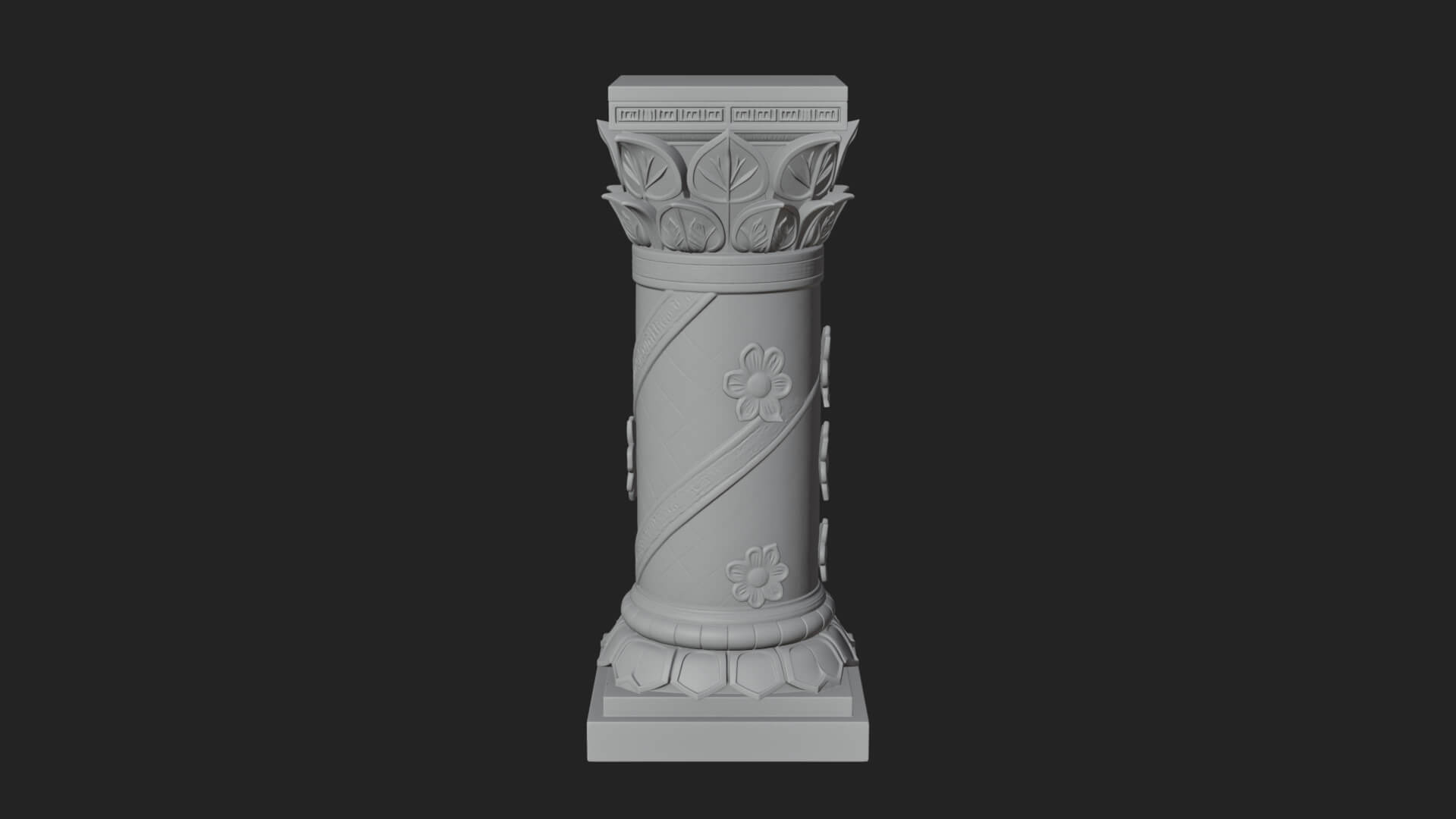 Leaf Carved Stone Column Design 8 3D Print Model 3D Model