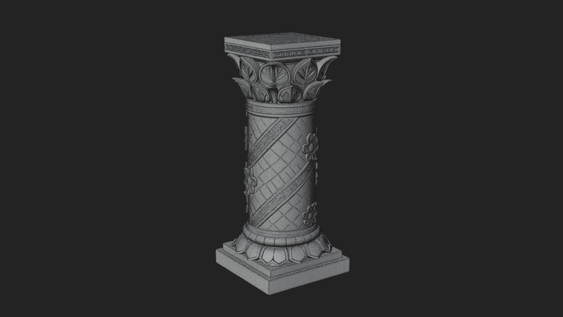 Leaf Carved Stone Column Design 8 3D Print Model 3D Model