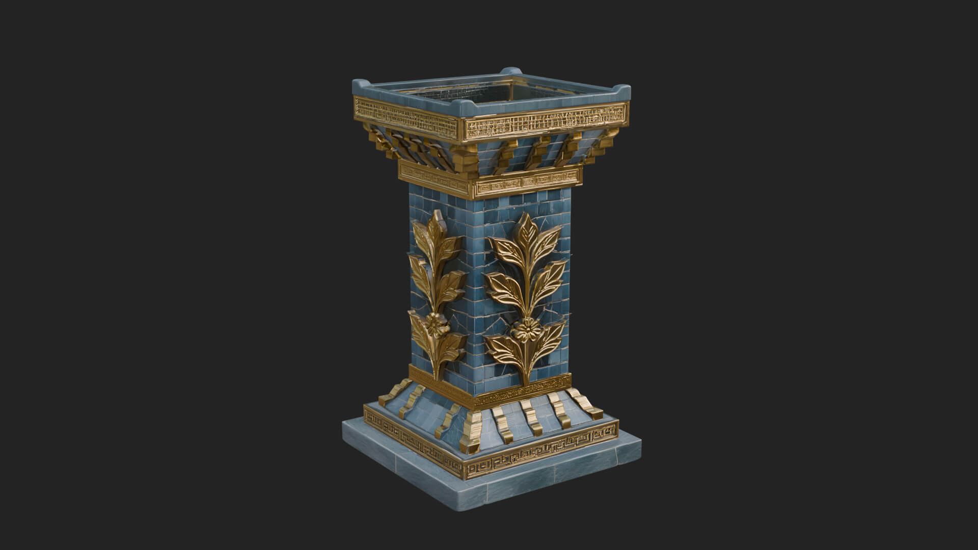 Leaf Carved Stone Column Design 9 3D Print Model 3D Model