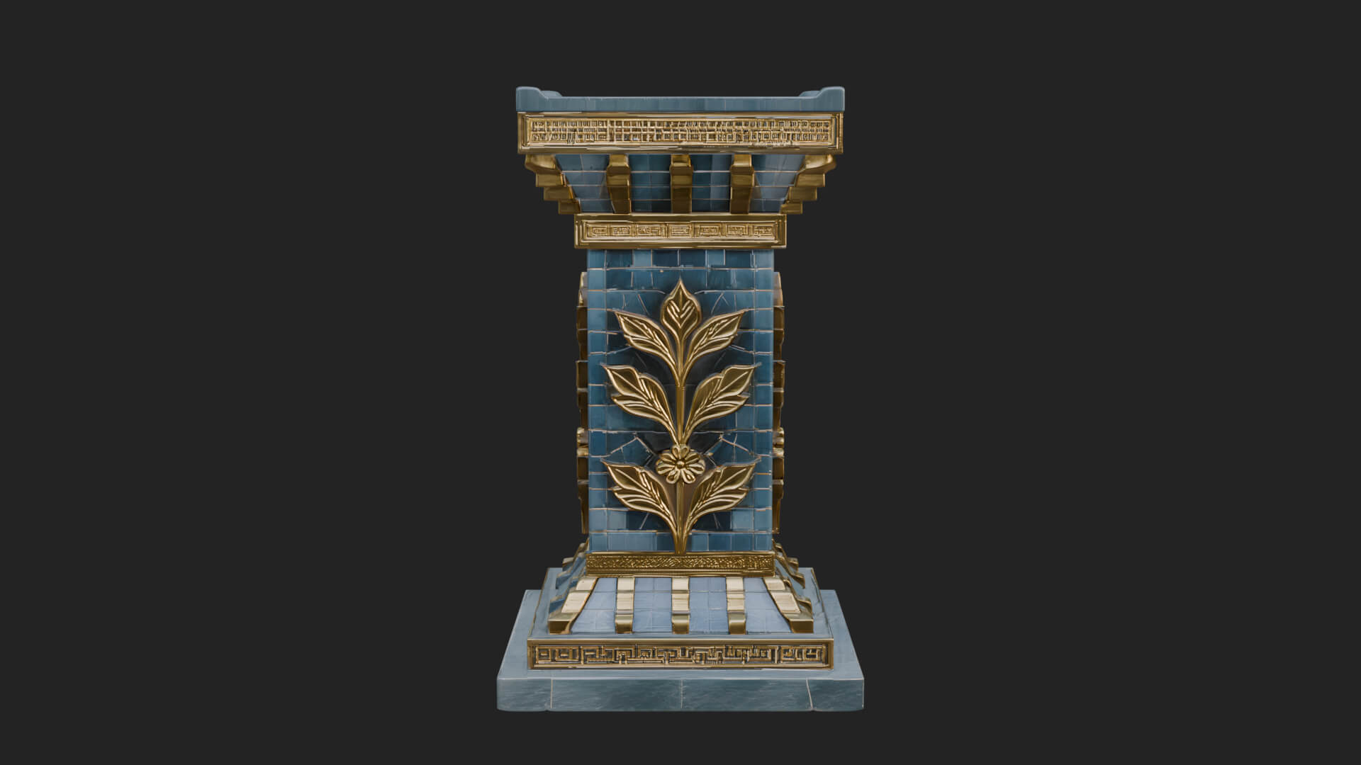 Leaf Carved Stone Column Design 9 3D Print Model 3D Model