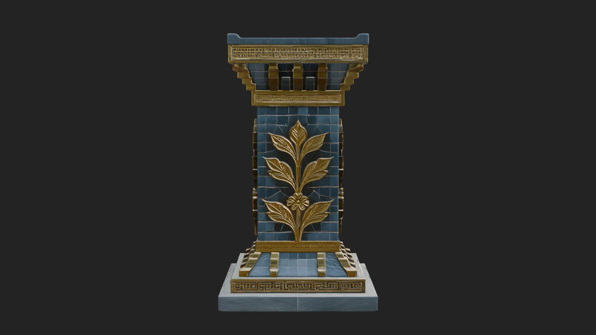 Leaf Carved Stone Column Design 9 3D Print Model 3D Model