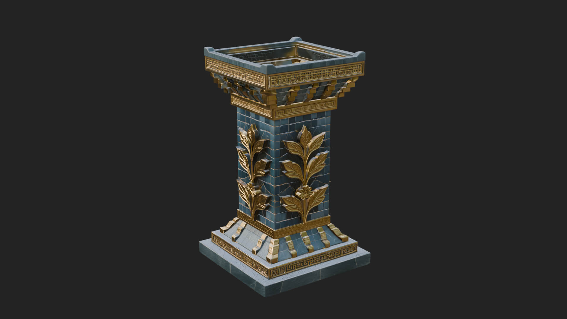 Leaf Carved Stone Column Design 9 3D Print Model 3D Model