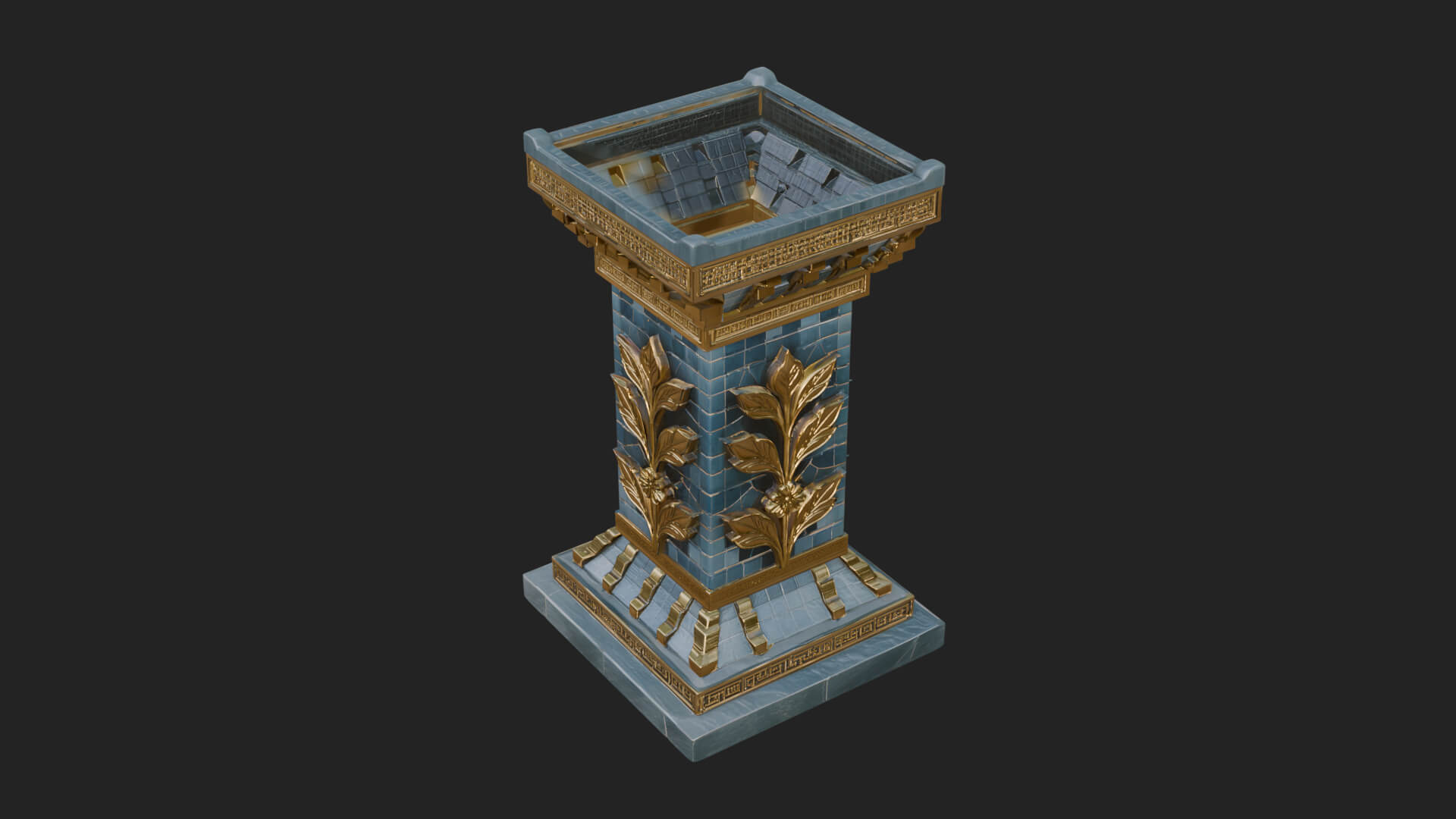 Leaf Carved Stone Column Design 9 3D Print Model 3D Model