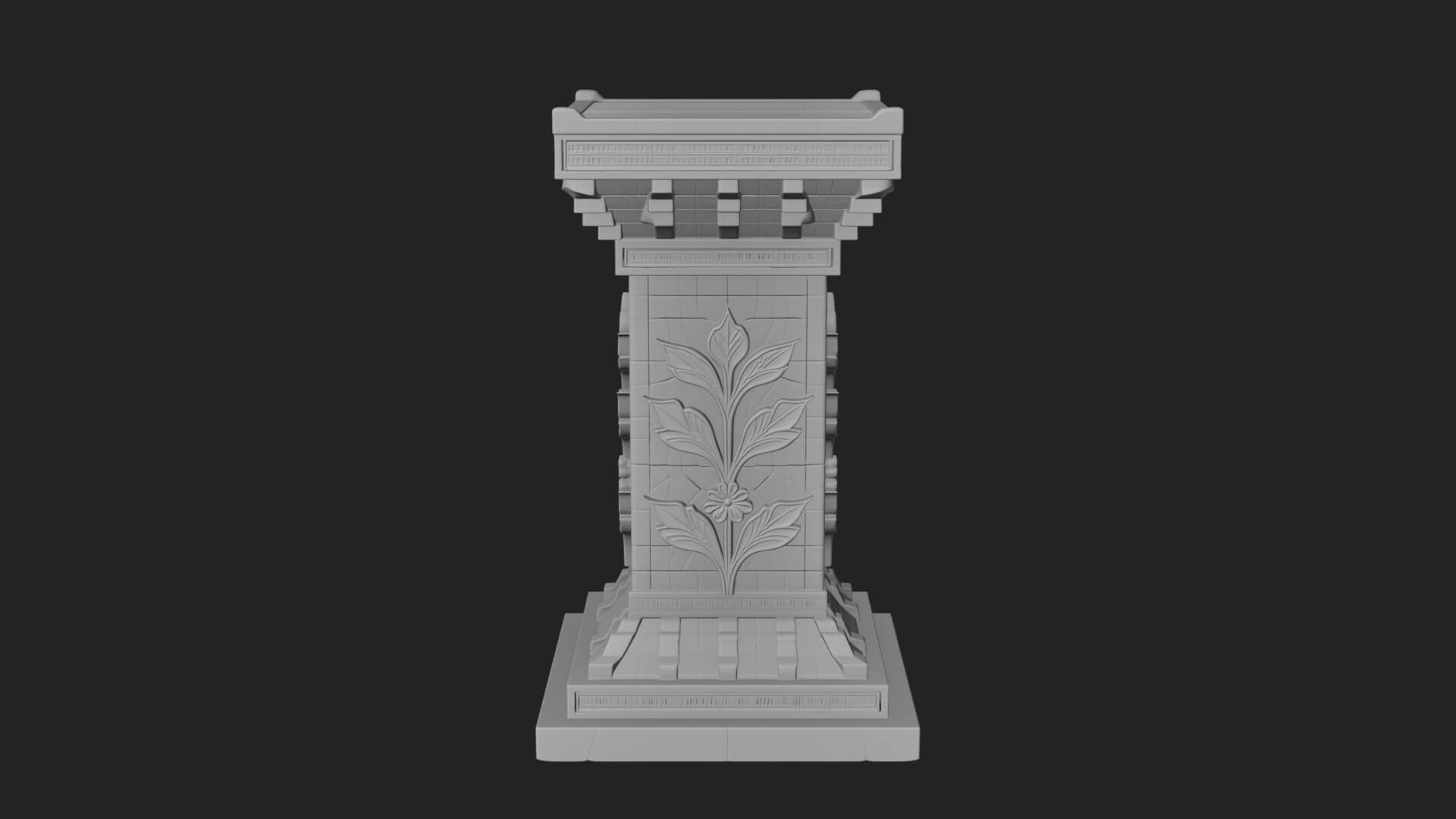 Leaf Carved Stone Column Design 9 3D Print Model 3D Model
