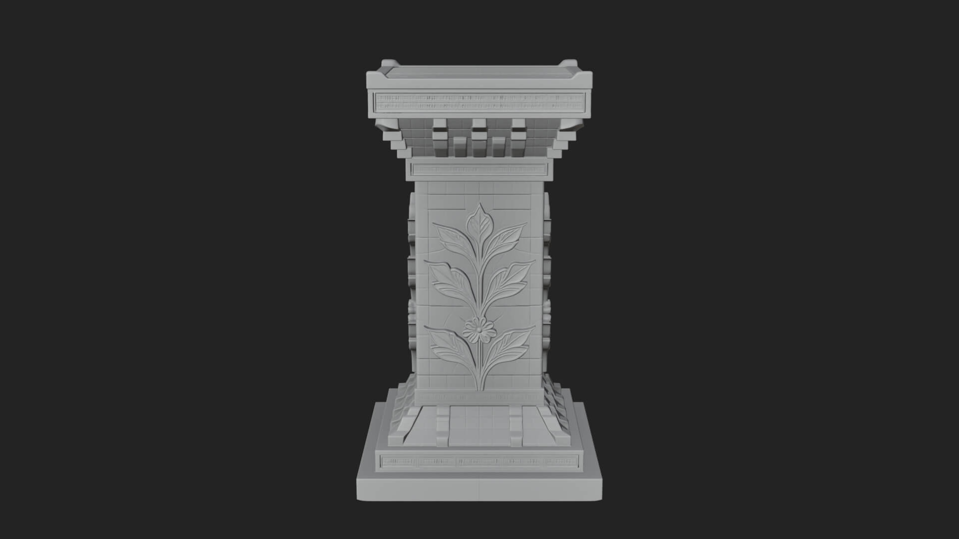 Leaf Carved Stone Column Design 9 3D Print Model 3D Model