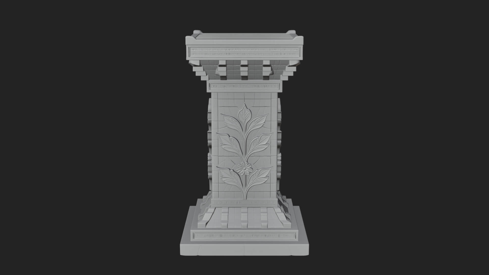 Leaf Carved Stone Column Design 9 3D Print Model 3D Model