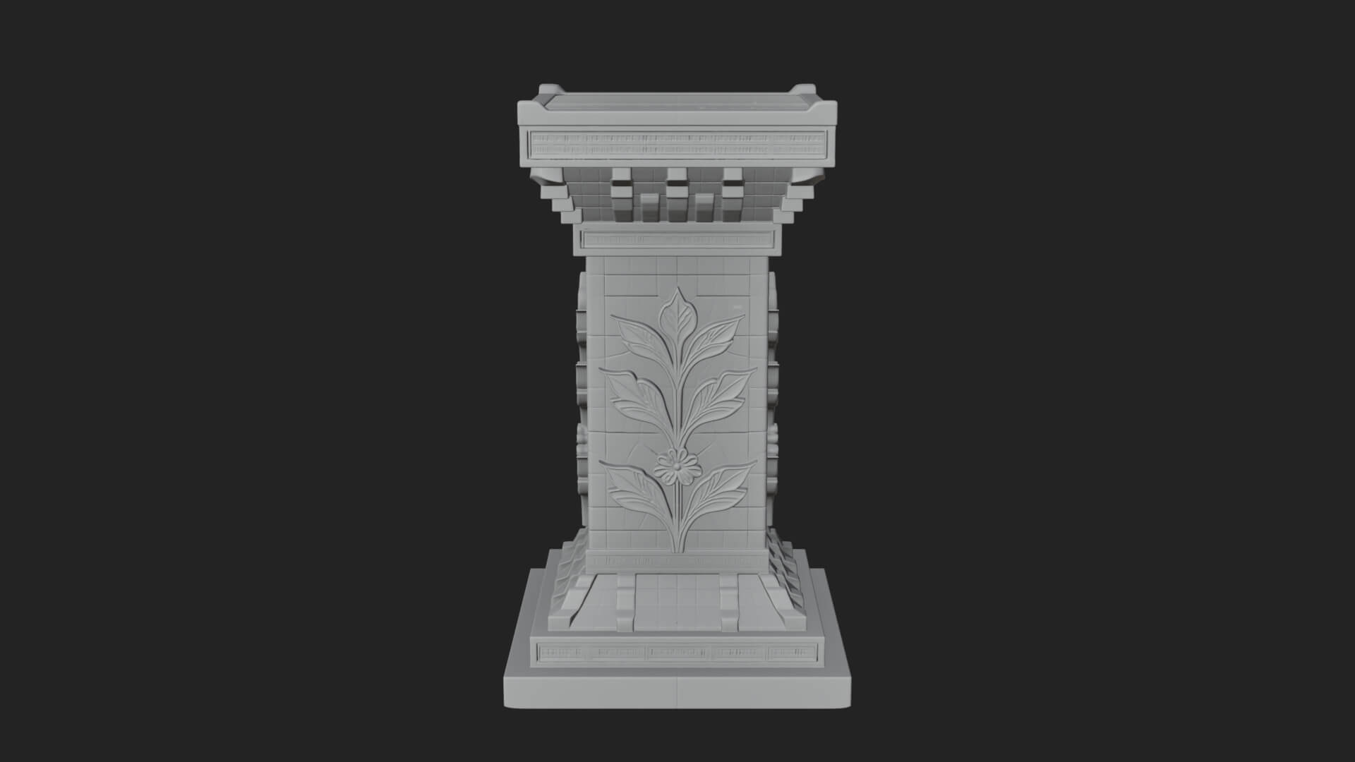 Leaf Carved Stone Column Design 9 3D Print Model 3D Model