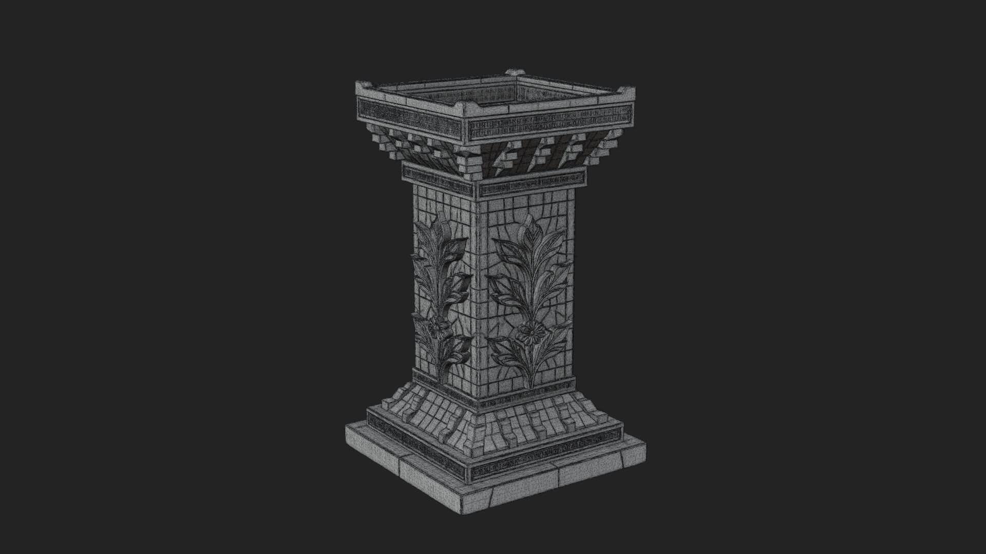 Leaf Carved Stone Column Design 9 3D Print Model 3D Model