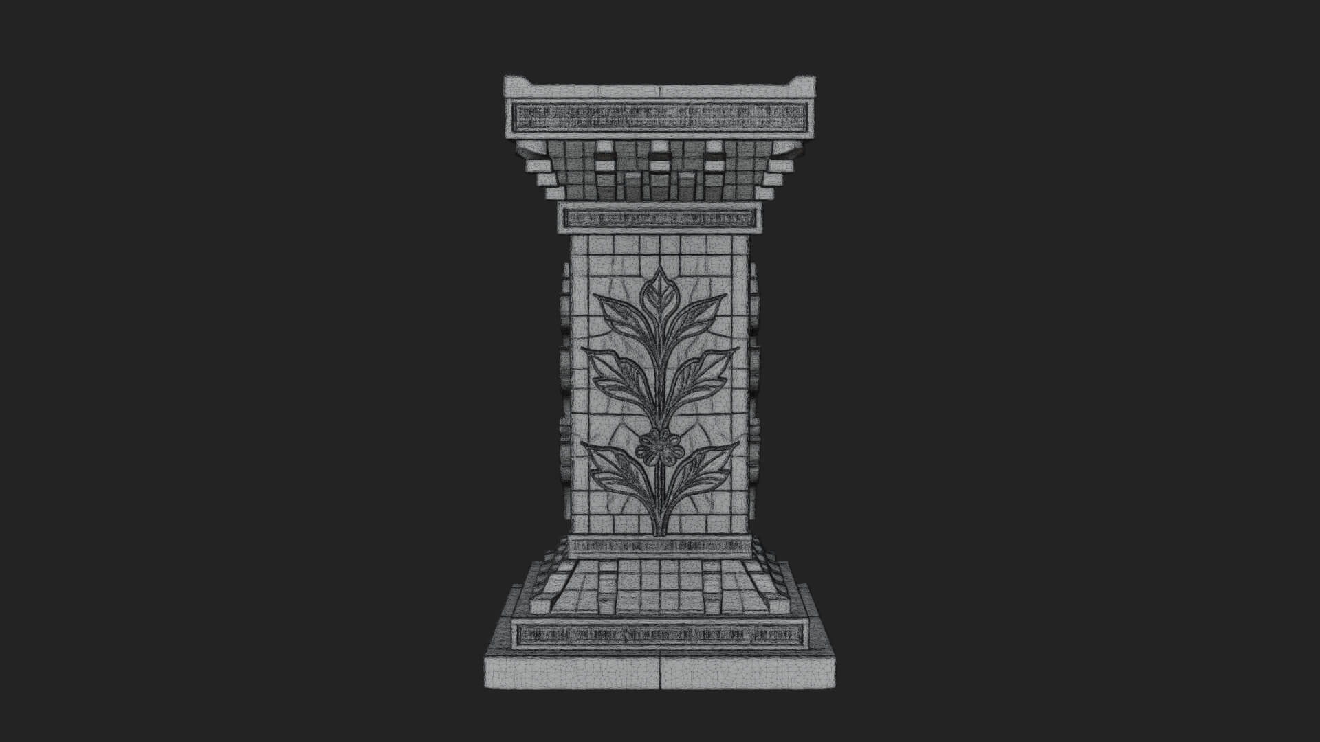 Leaf Carved Stone Column Design 9 3D Print Model 3D Model