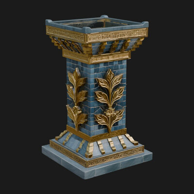 Leaf Carved Stone Column Design 9 3D Print Model