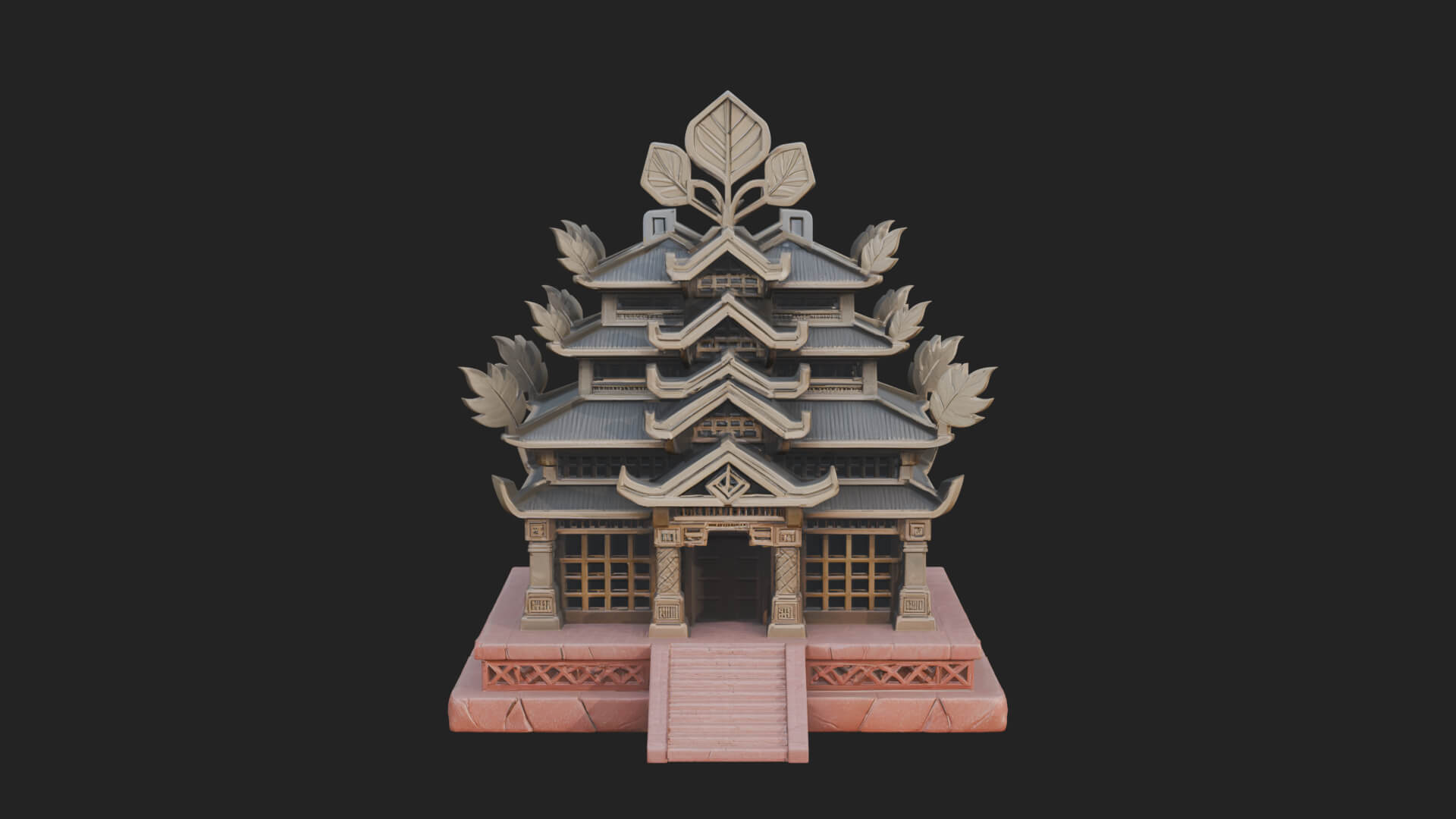 Leaf Crown Shrine Temple Design 1 3D Print Model 3D Model