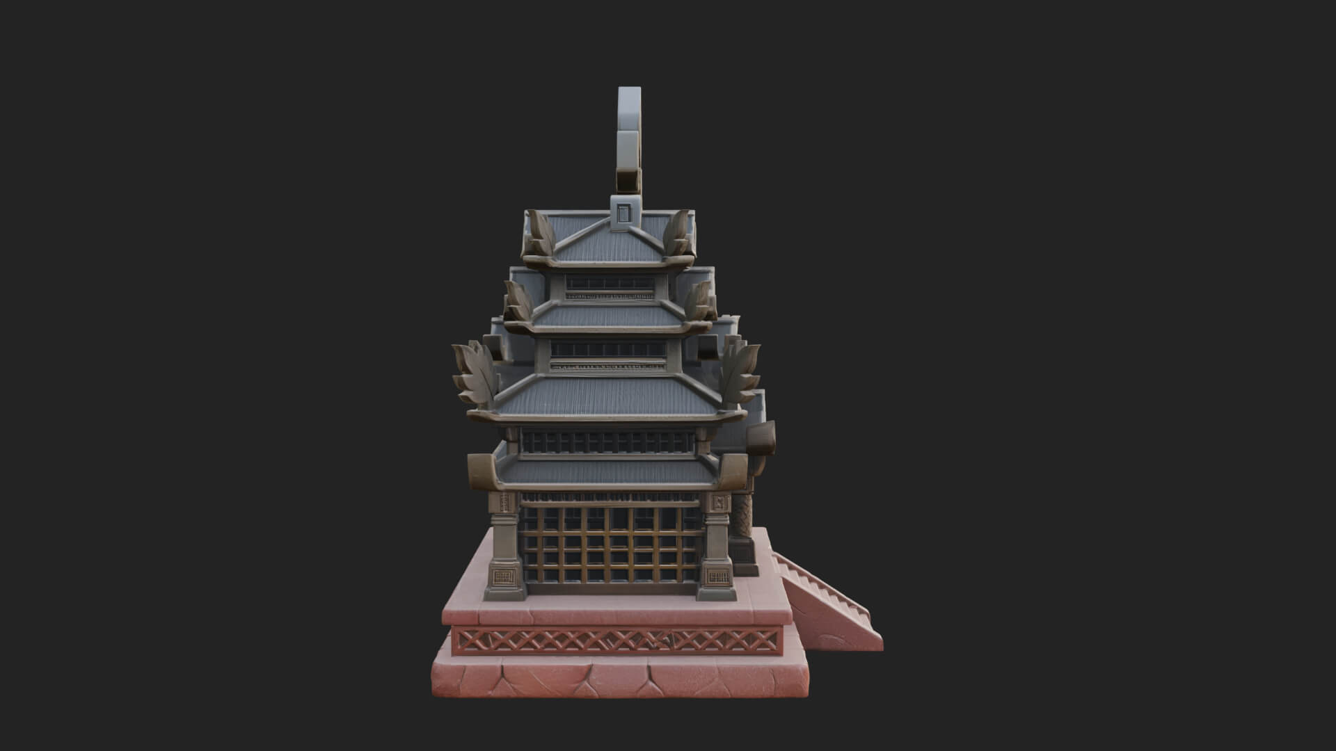 Leaf Crown Shrine Temple Design 1 3D Print Model 3D Model