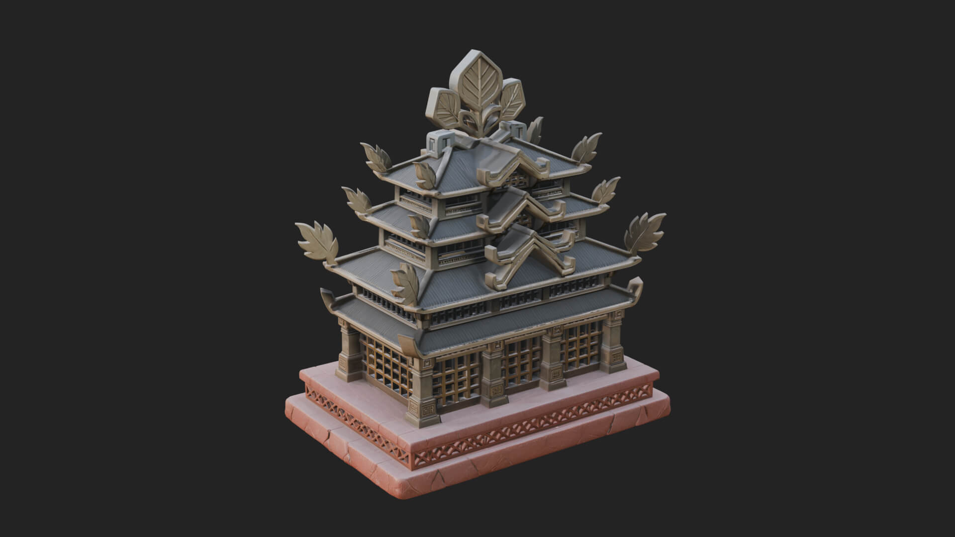 Leaf Crown Shrine Temple Design 1 3D Print Model 3D Model