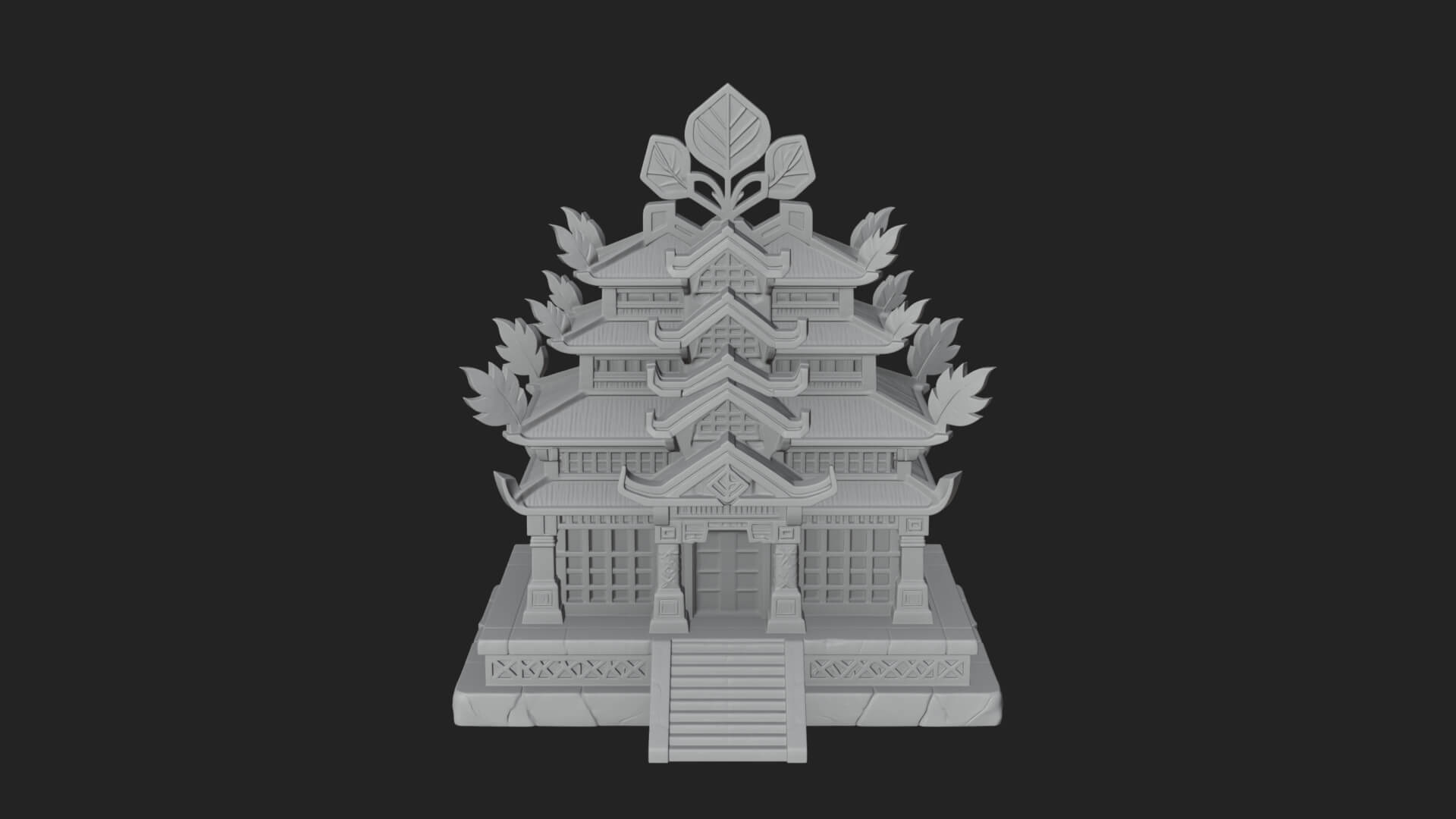 Leaf Crown Shrine Temple Design 1 3D Print Model 3D Model
